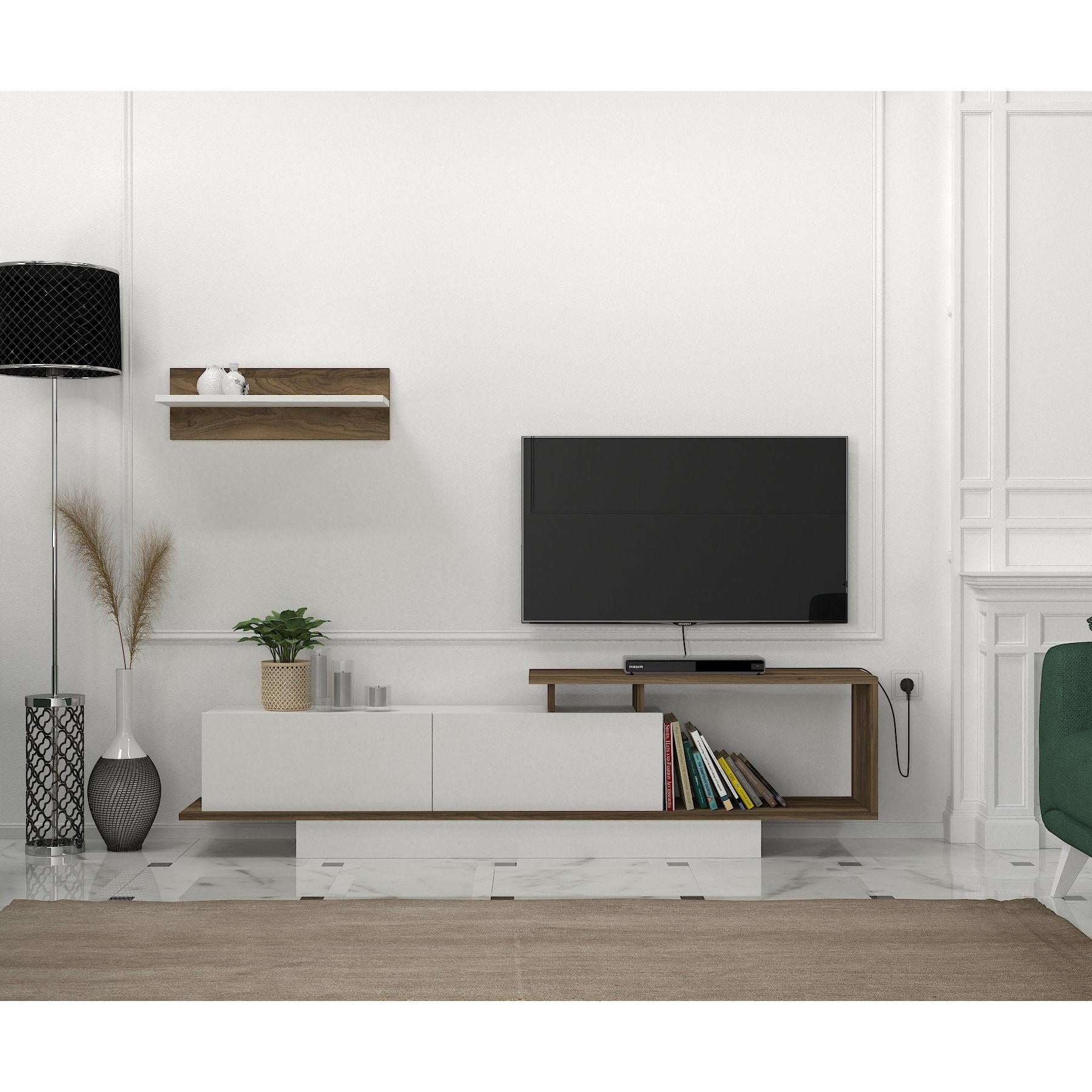 TV ormarić Asos - White, Walnut | AG-vitahome.hr