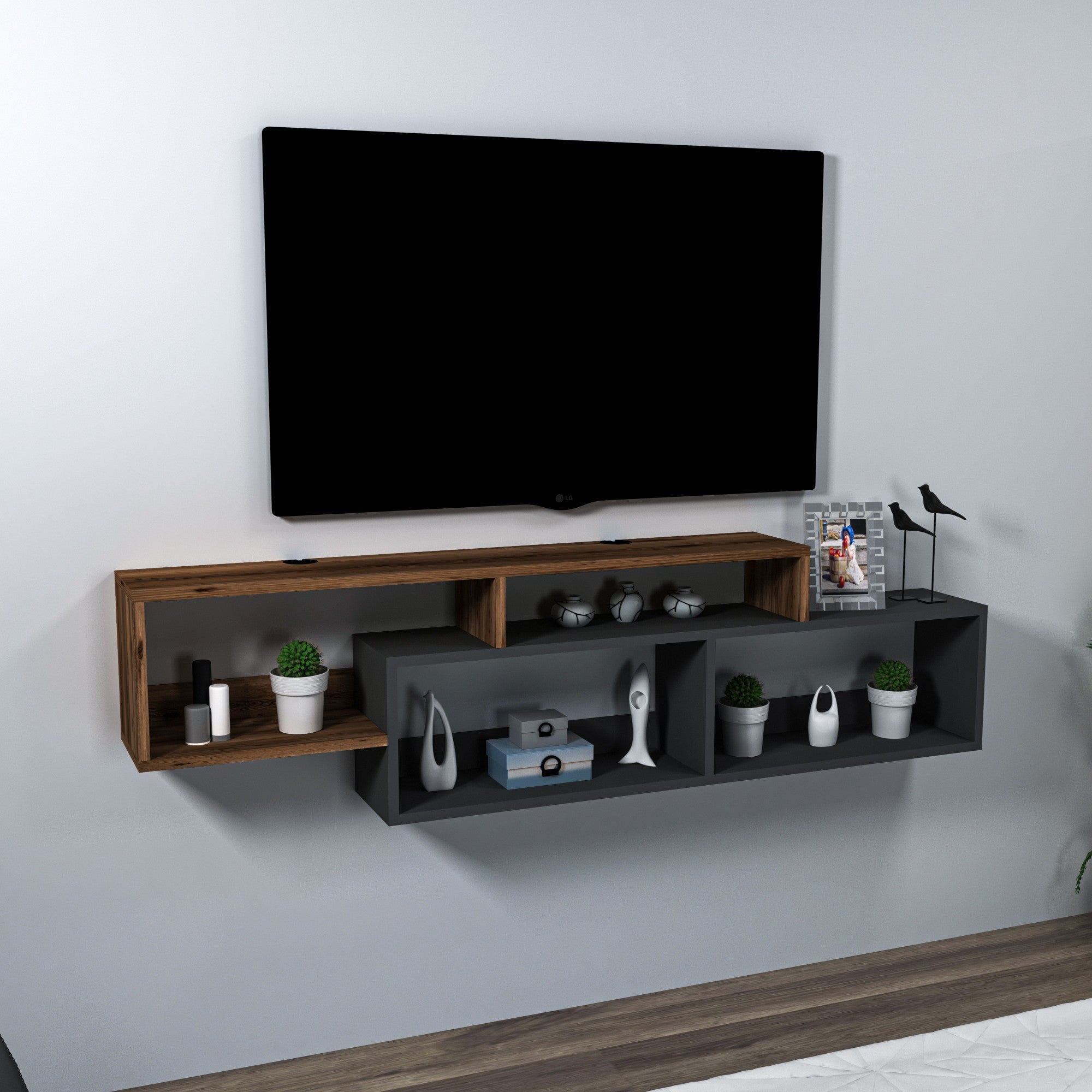 TV ormarić Atlantis - Light Walnut, Anthracite | AG-vitahome.hr