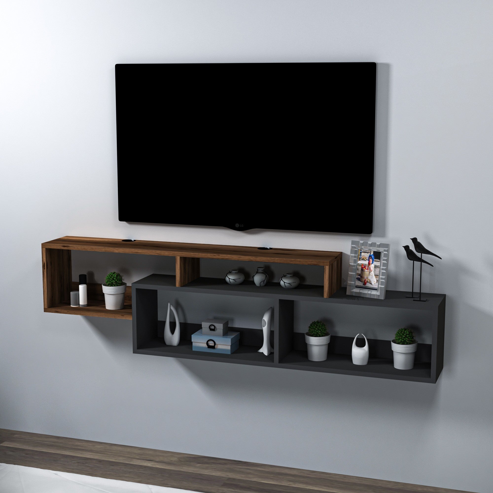 TV ormarić Atlantis - Light Walnut, Anthracite | AG-vitahome.hr