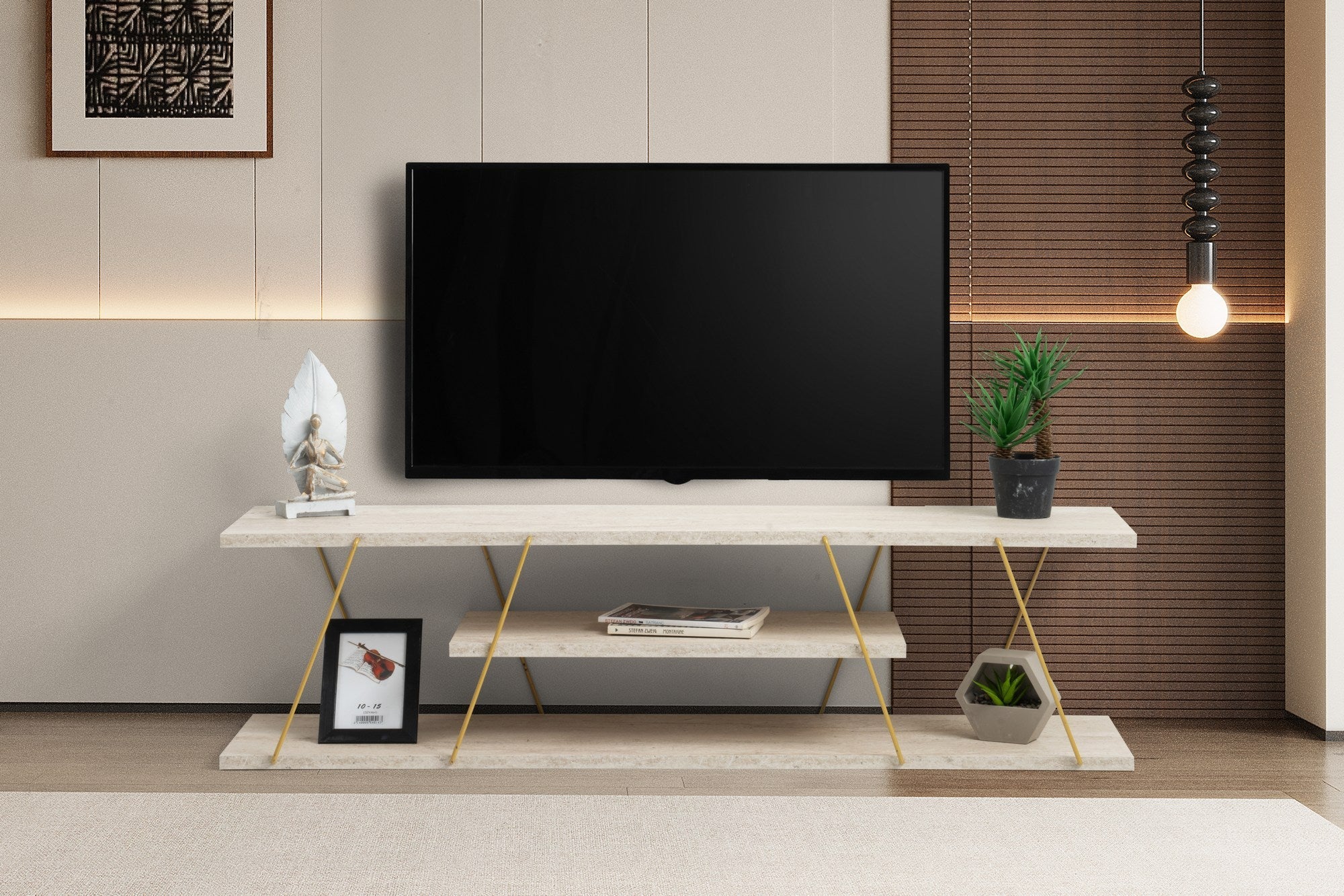 TV ormarić Canaz - Gold, Travertine | AG-vitahome.hr