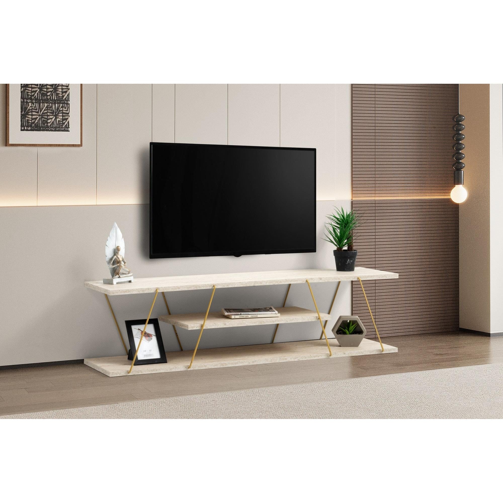 TV ormarić Canaz - Gold, Travertine | AG-vitahome.hr