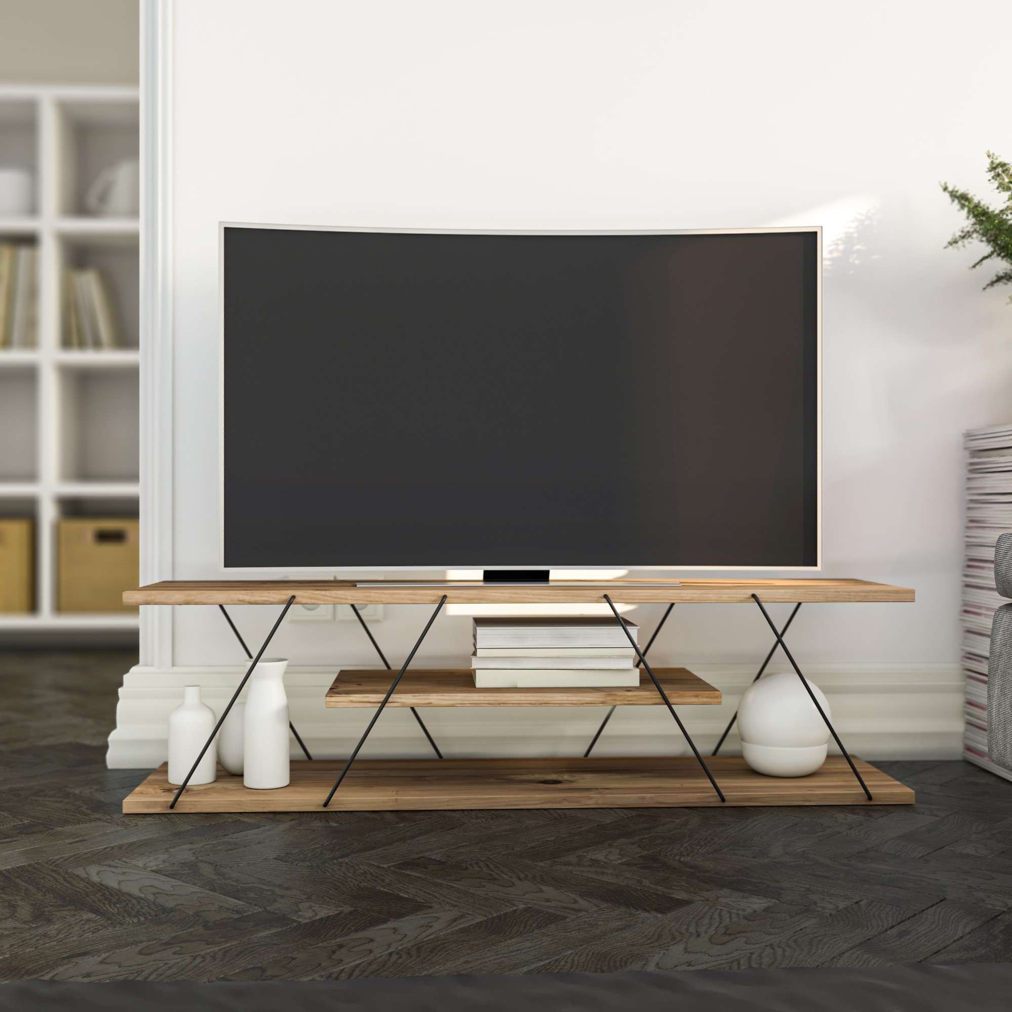 TV ormarić Canaz v2 - Black, Walnut | AG-vitahome.hr
