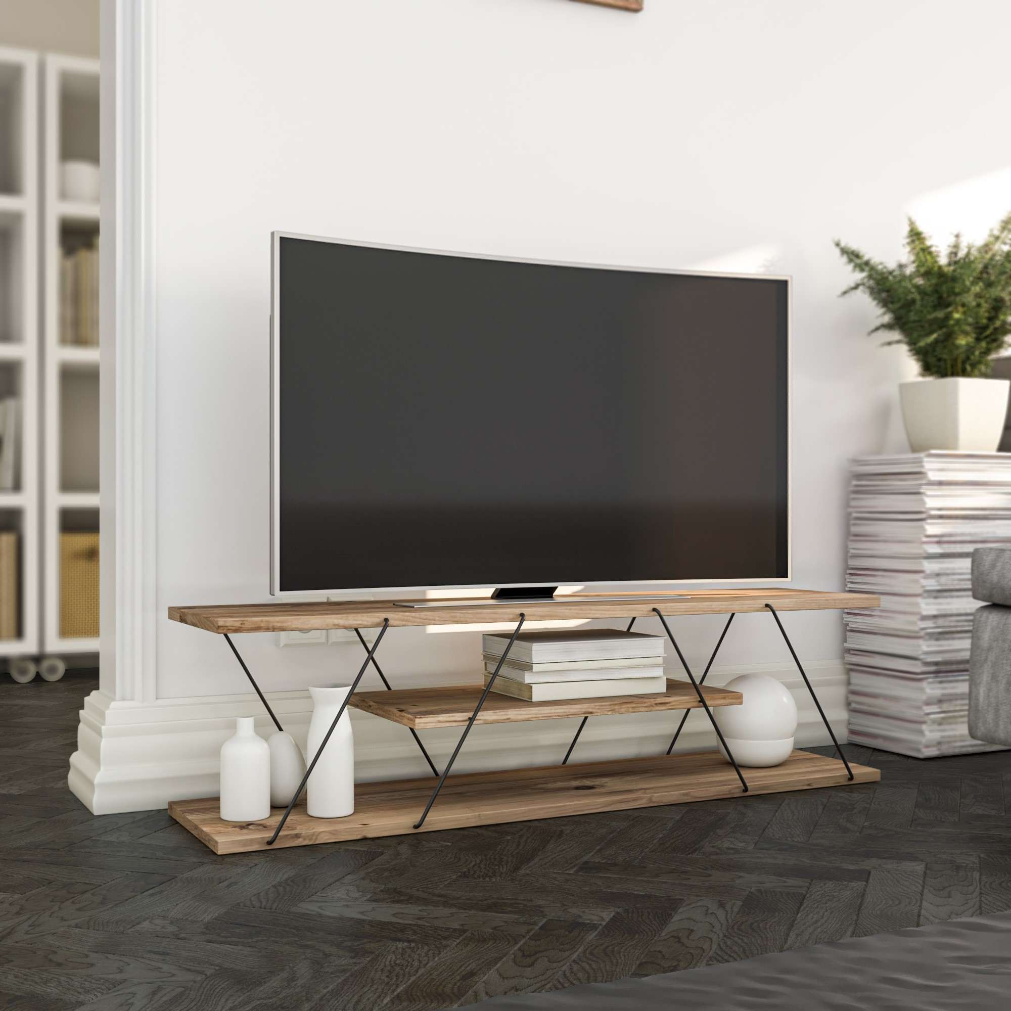 TV ormarić Canaz v2 - Black, Walnut | AG-vitahome.hr