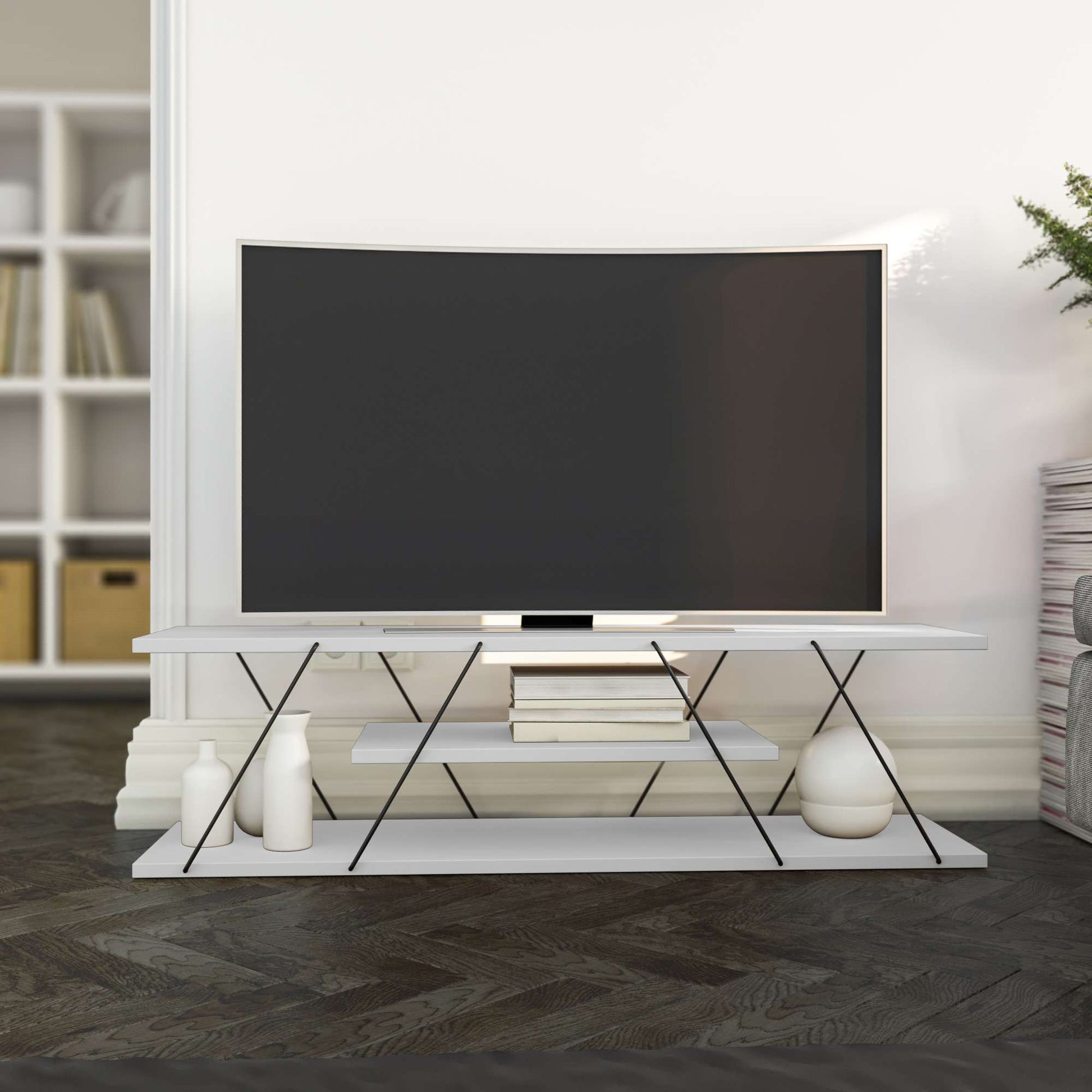 TV ormarić Canaz v2 - White, Black | AG-vitahome.hr