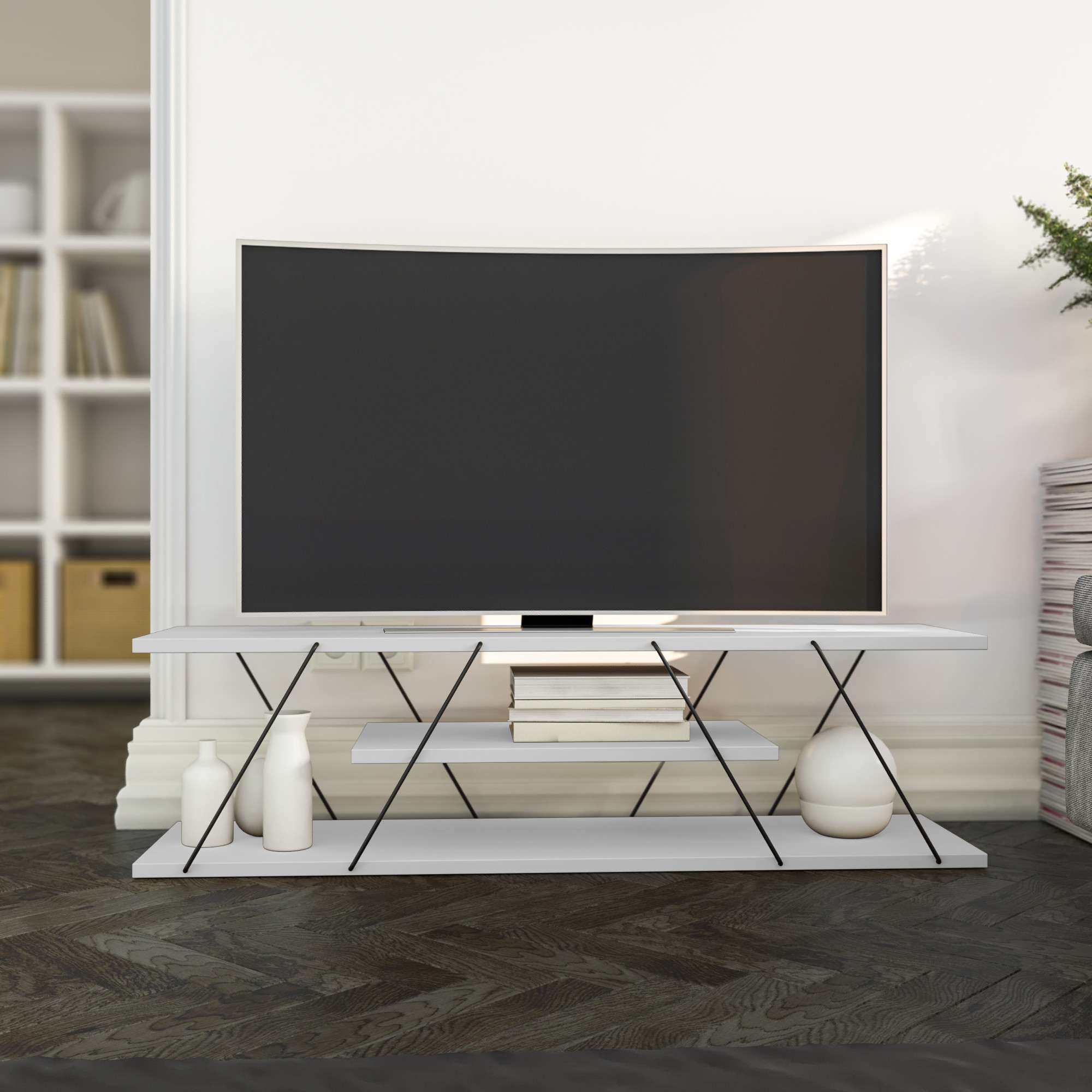 TV ormarić Canaz v2 - White, Black | AG-vitahome.hr