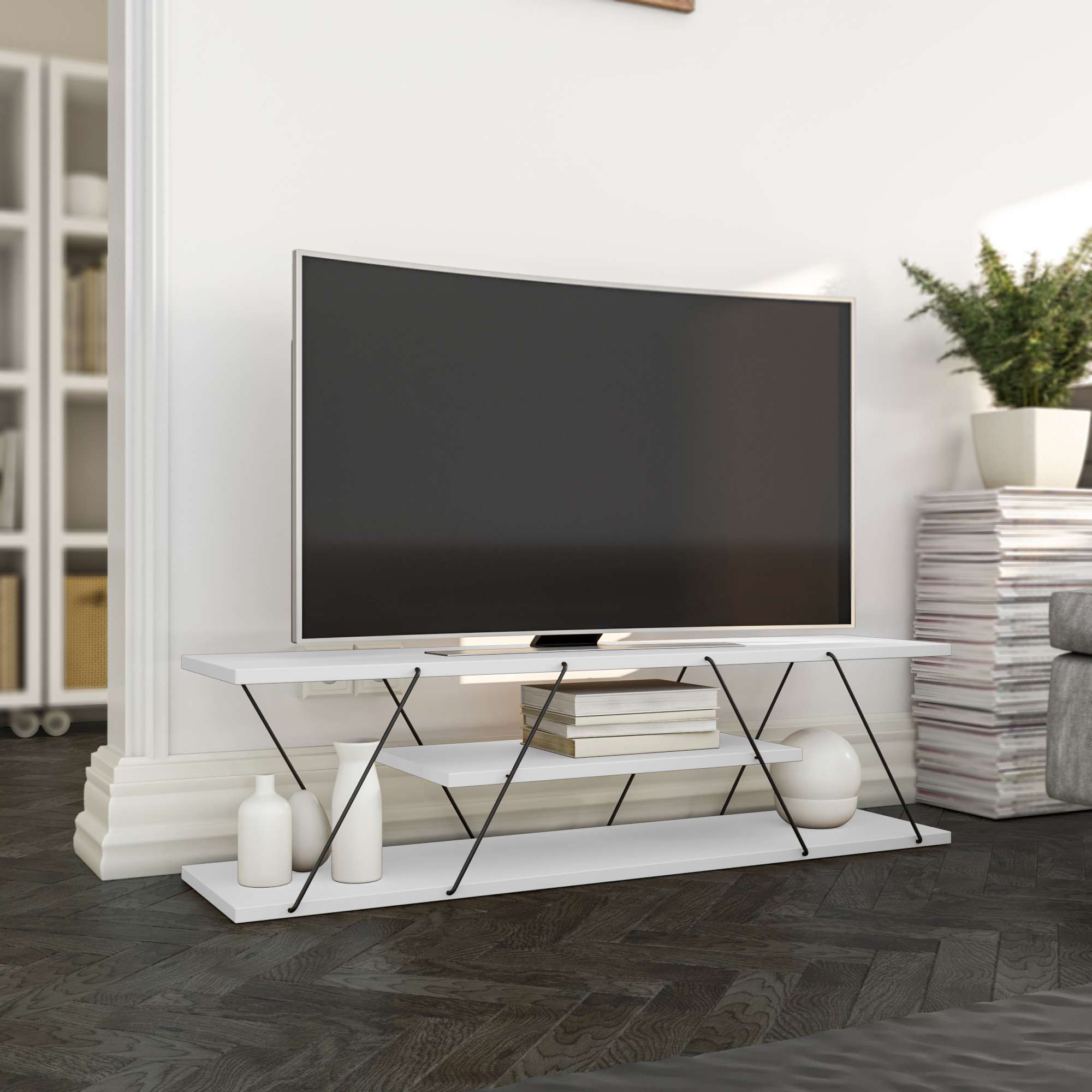 TV ormarić Canaz v2 - White, Black | AG-vitahome.hr