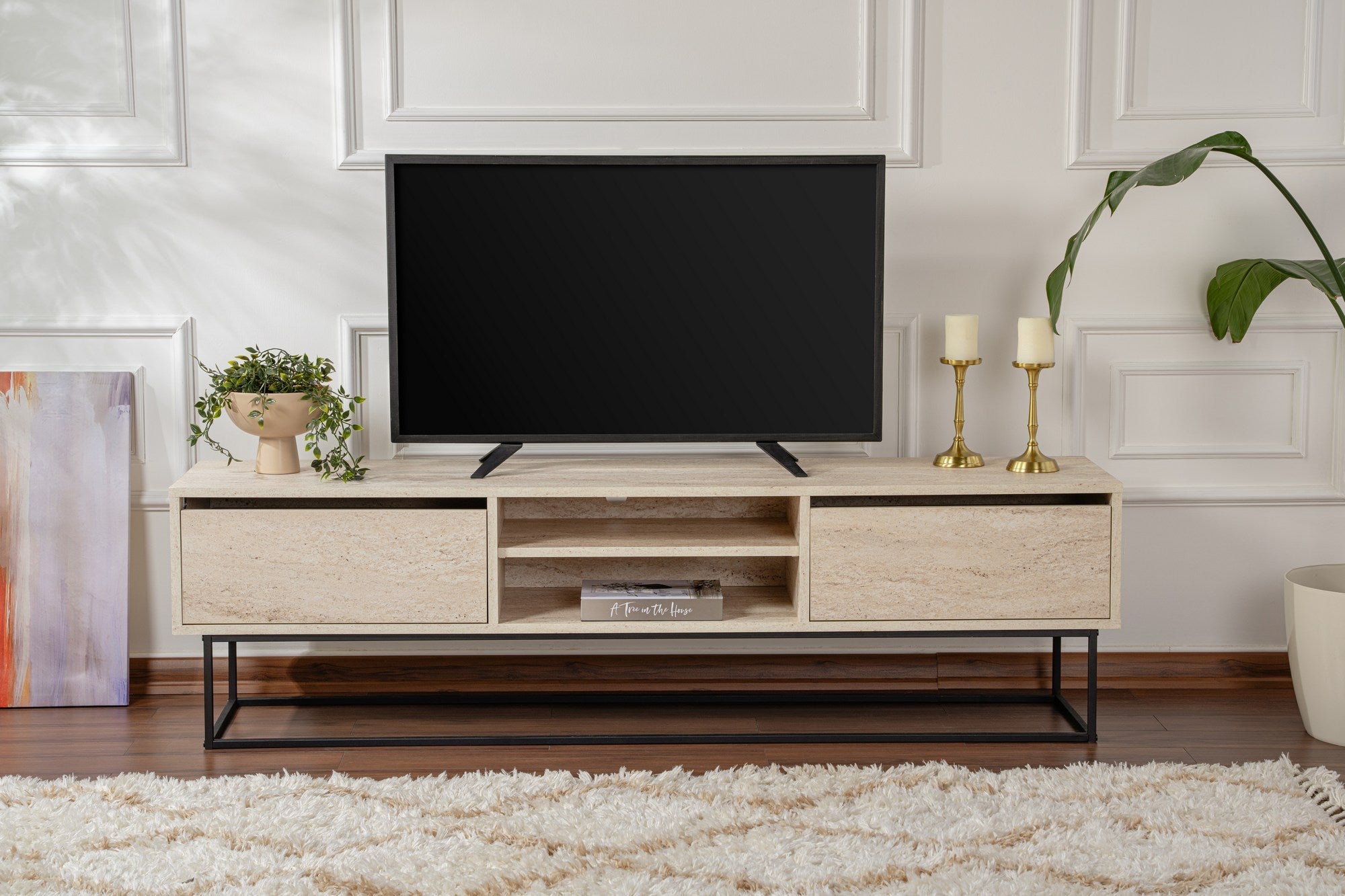 TV ormarić Escape 180 -Black, Travertine | AG-vitahome.hr