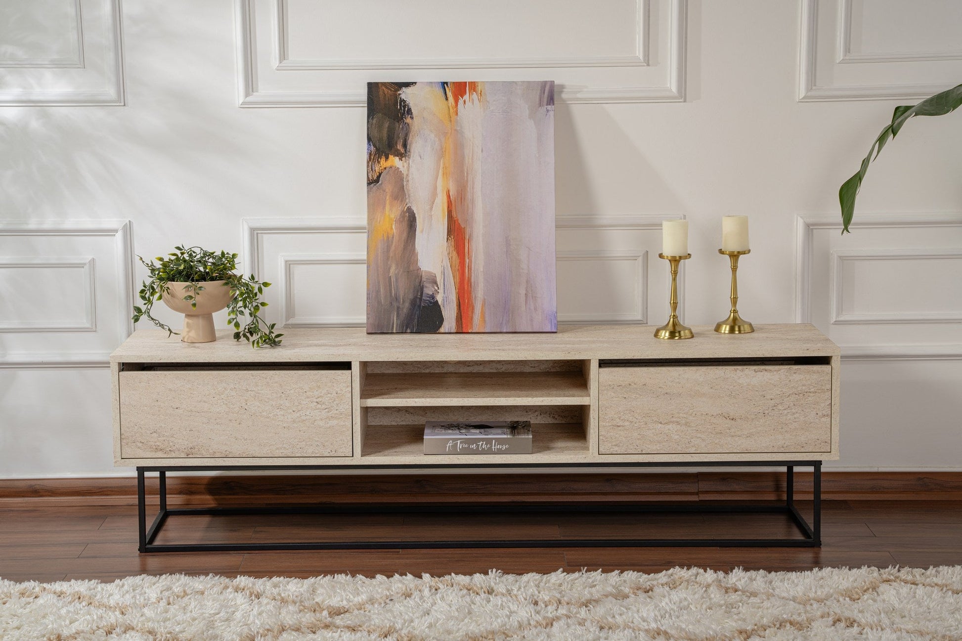 TV ormarić Escape 180 -Black, Travertine | AG-vitahome.hr