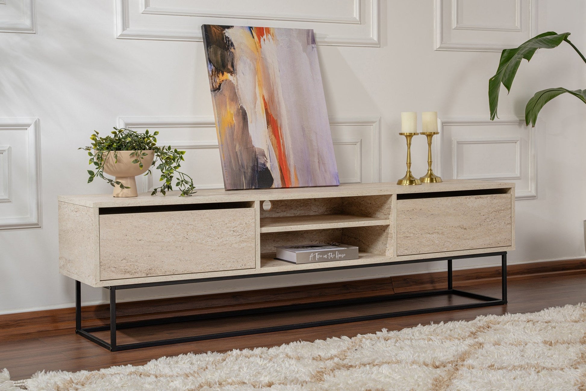 TV ormarić Escape 180 -Black, Travertine | AG-vitahome.hr
