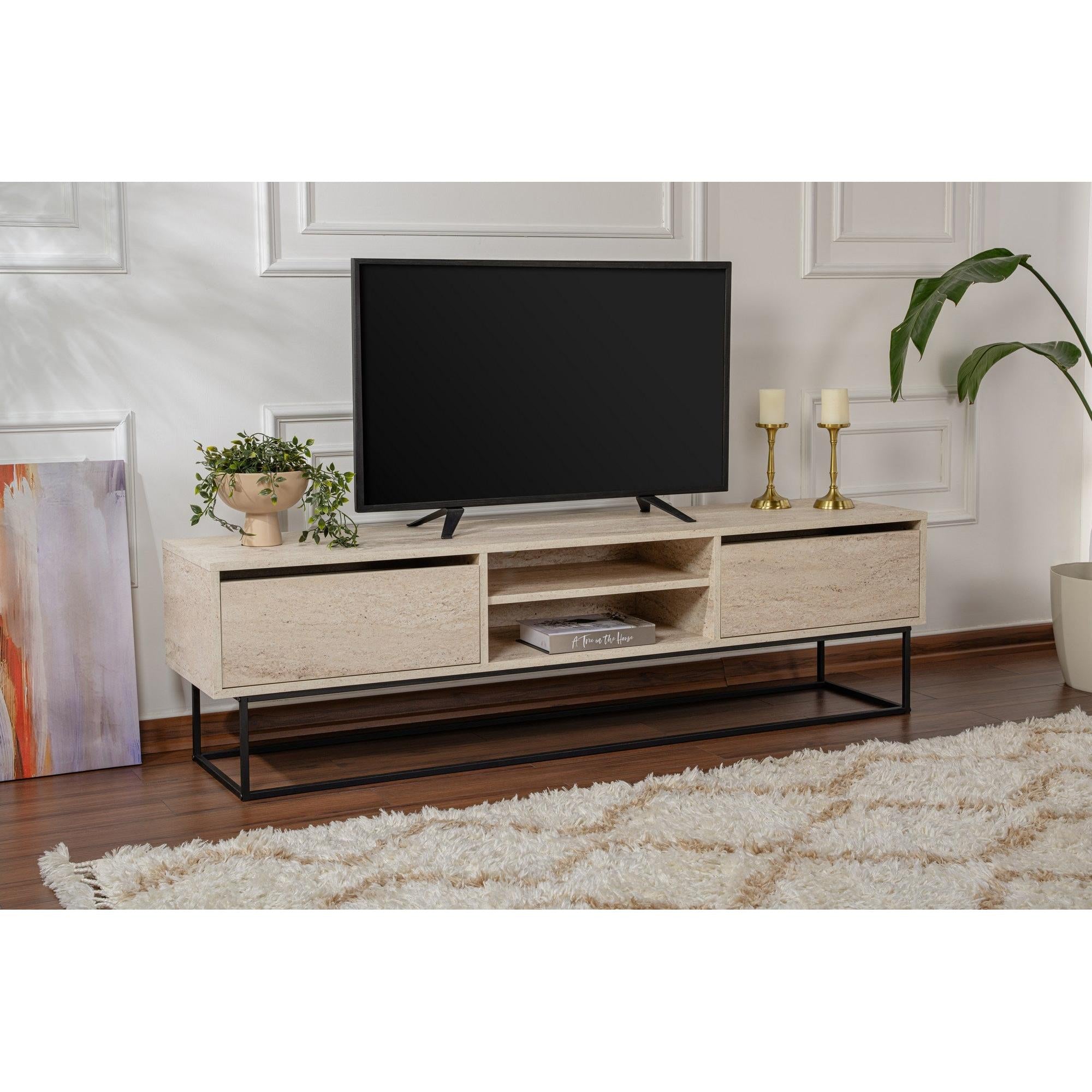TV ormarić Escape 180 -Black, Travertine | AG-vitahome.hr
