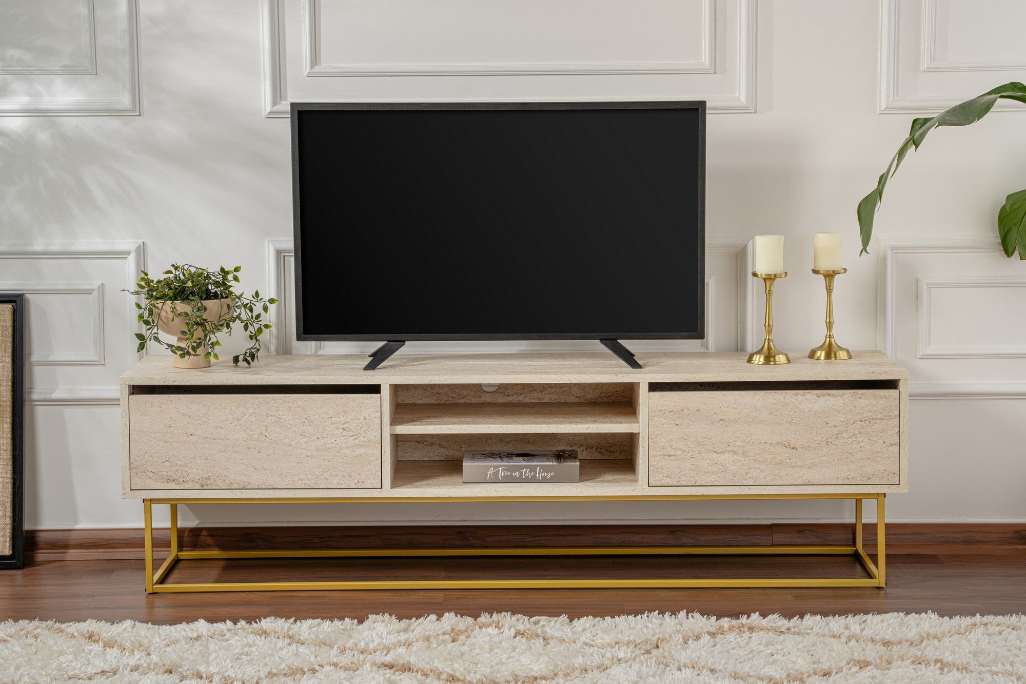 TV ormarić Escape 180 - Gold, Travertine | AG-vitahome.hr