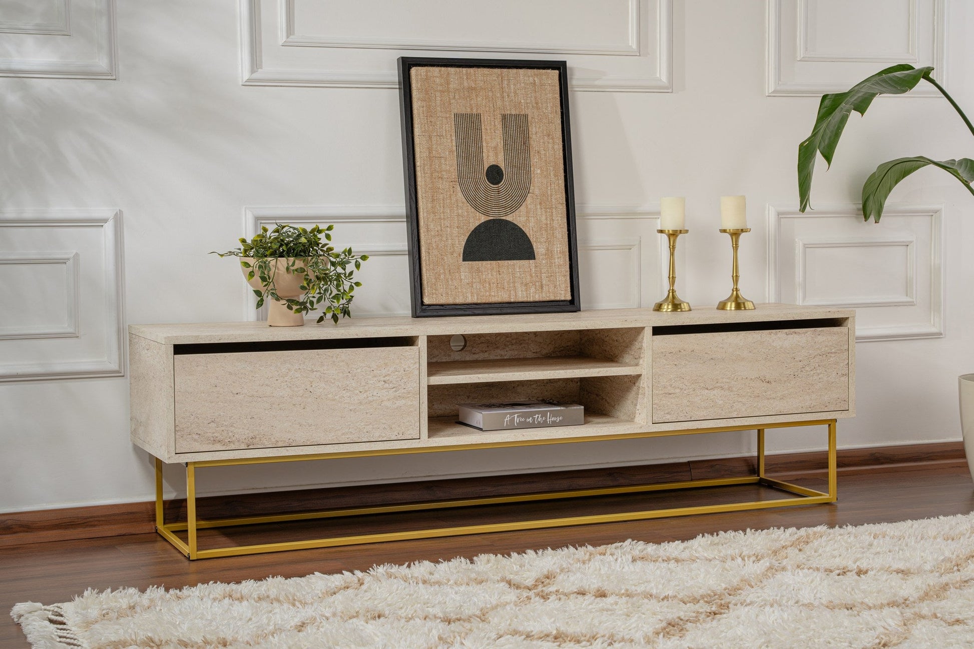 TV ormarić Escape 180 - Gold, Travertine | AG-vitahome.hr