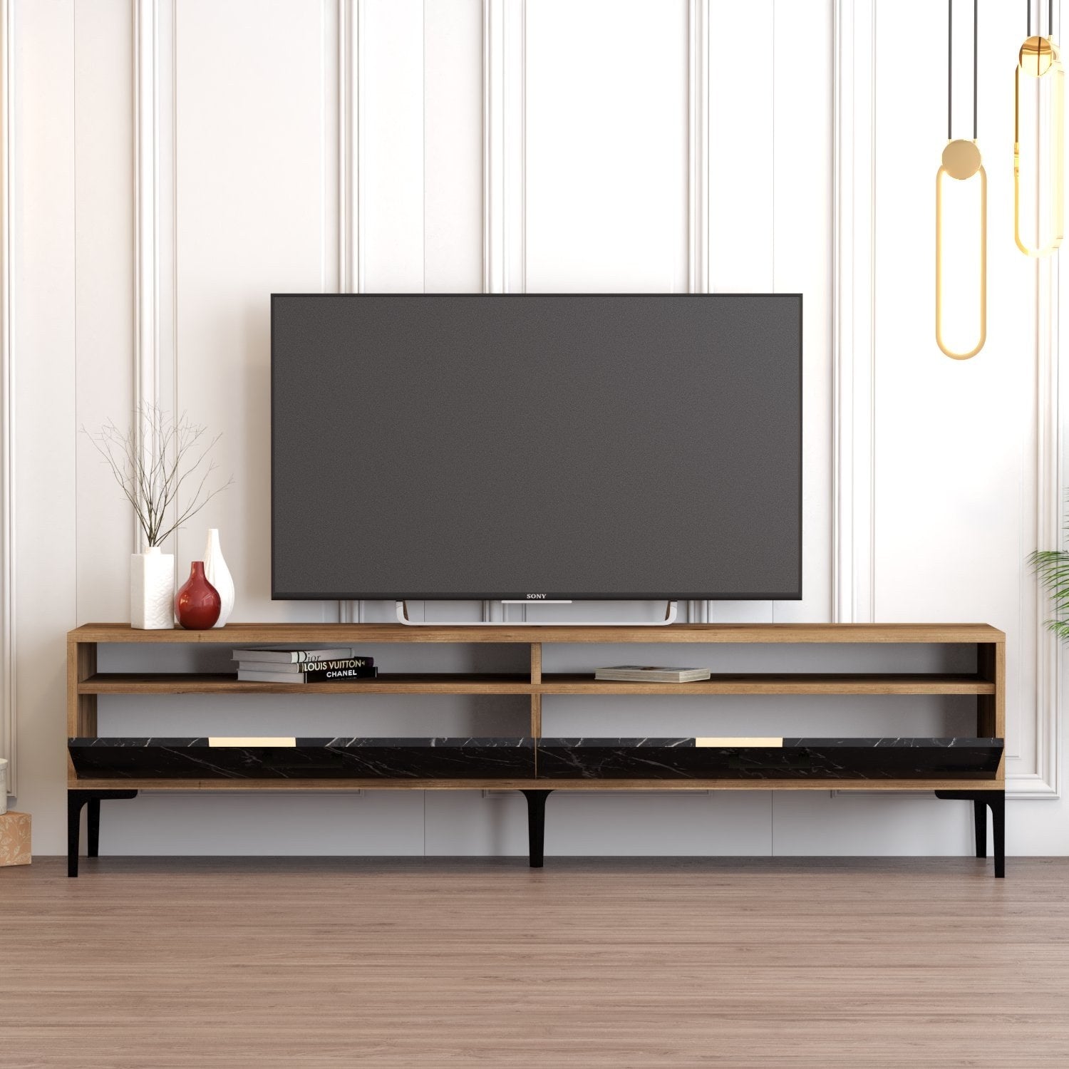 TV ormarić Istanbul 2 - Walnut Black Marble | AG-vitahome.hr