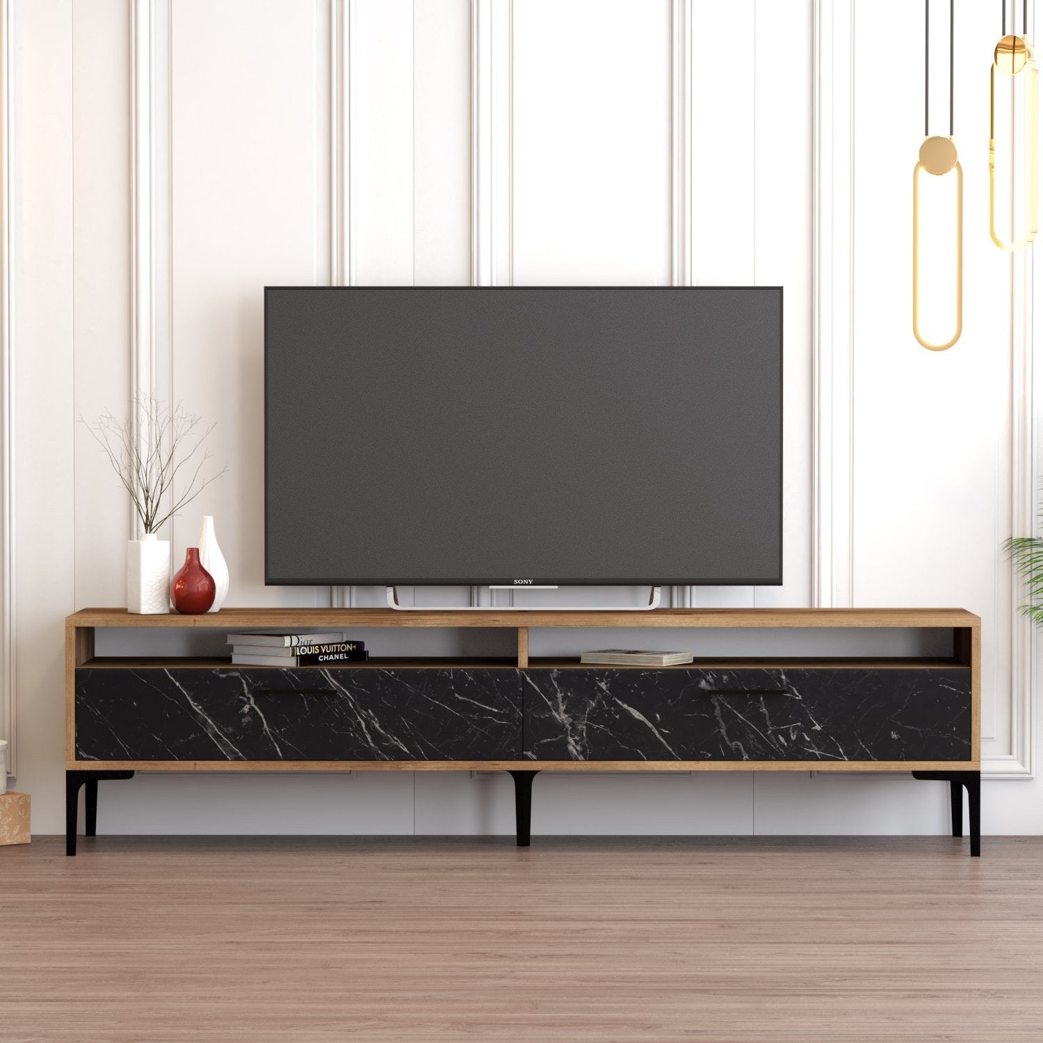 TV ormarić Istanbul 2 - Walnut Black Marble | AG-vitahome.hr