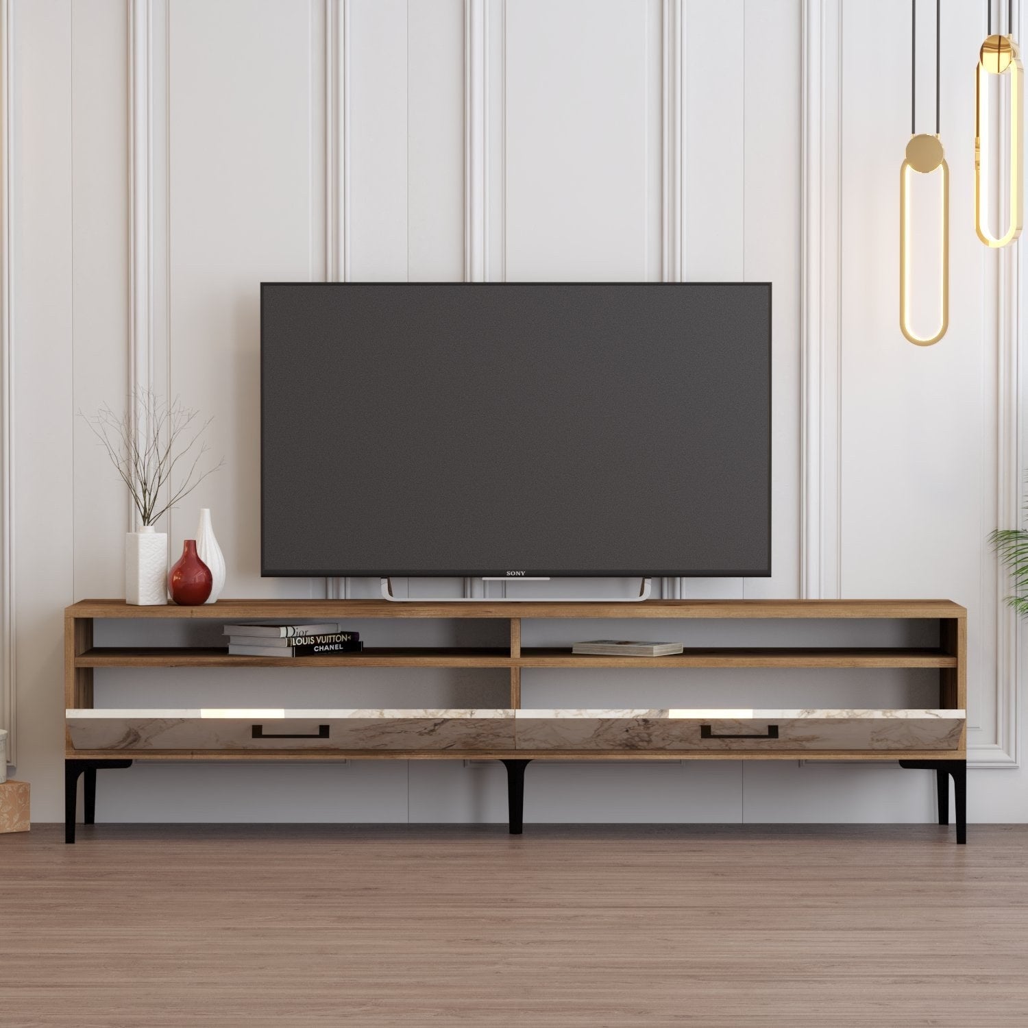 TV ormarić Istanbul 2 - Walnut White Marble | AG-vitahome.hr