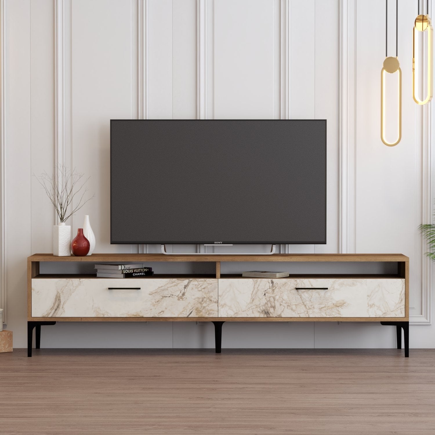 TV ormarić Istanbul 2 - Walnut White Marble | AG-vitahome.hr