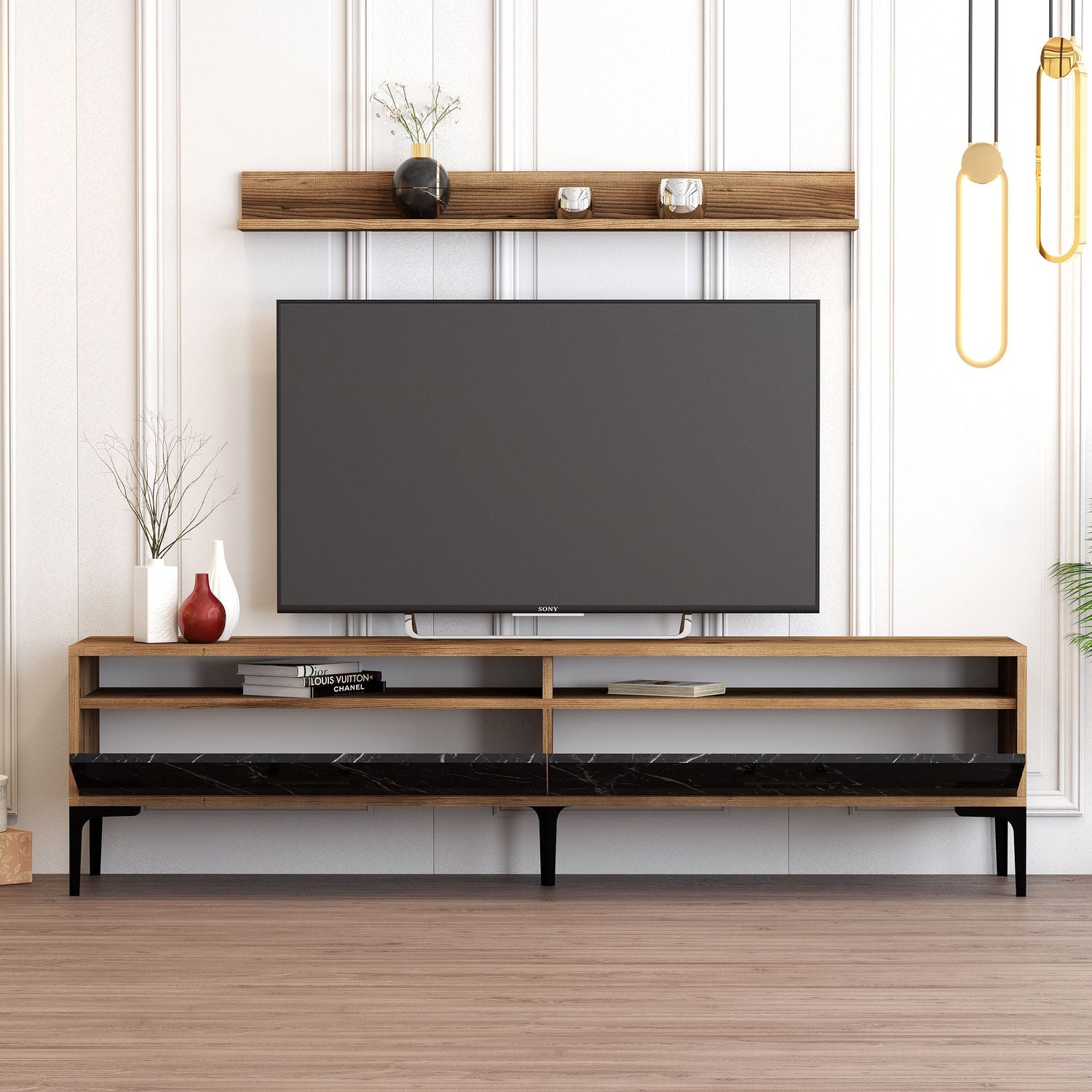 TV ormarić Istanbul - Walnut, Black Marble | AG-vitahome.hr