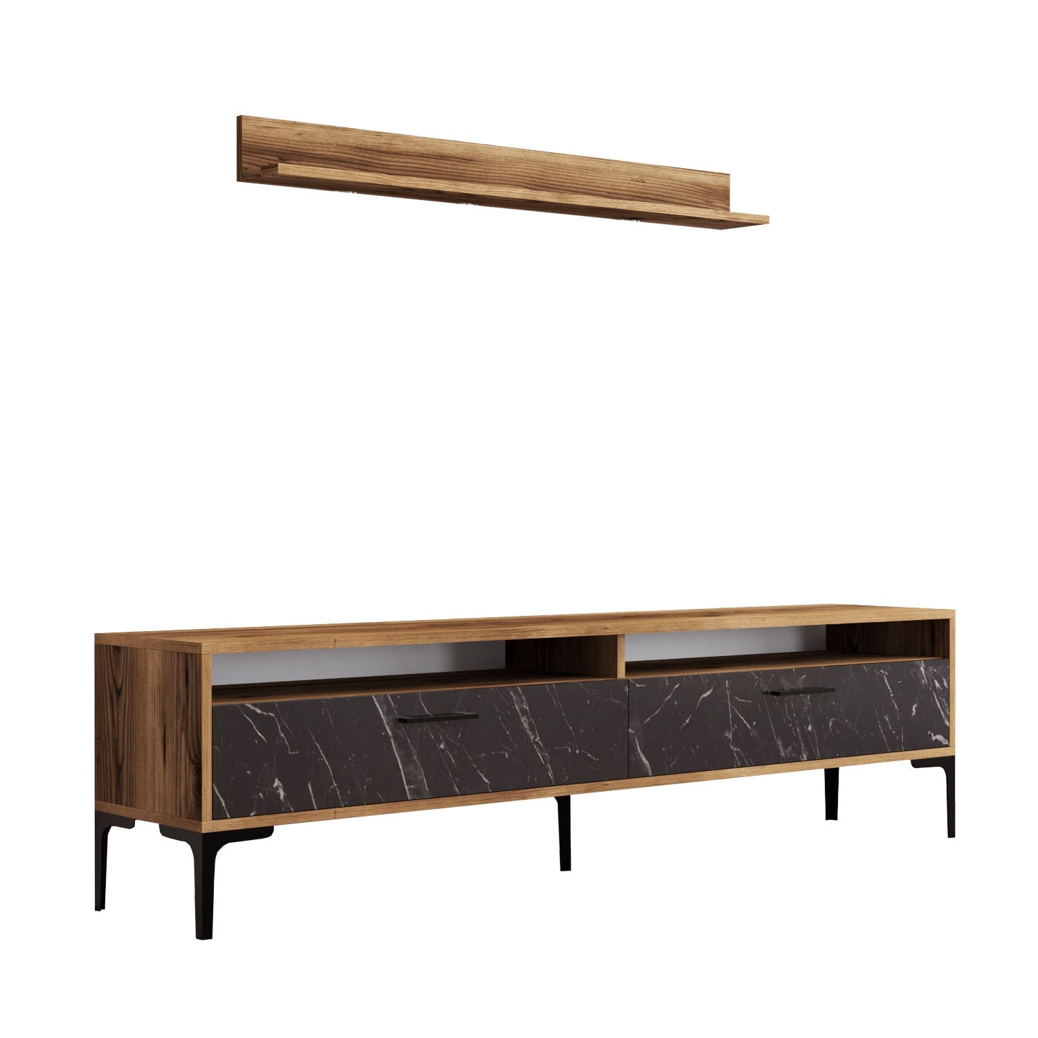 TV ormarić Istanbul - Walnut, Black Marble | AG-vitahome.hr