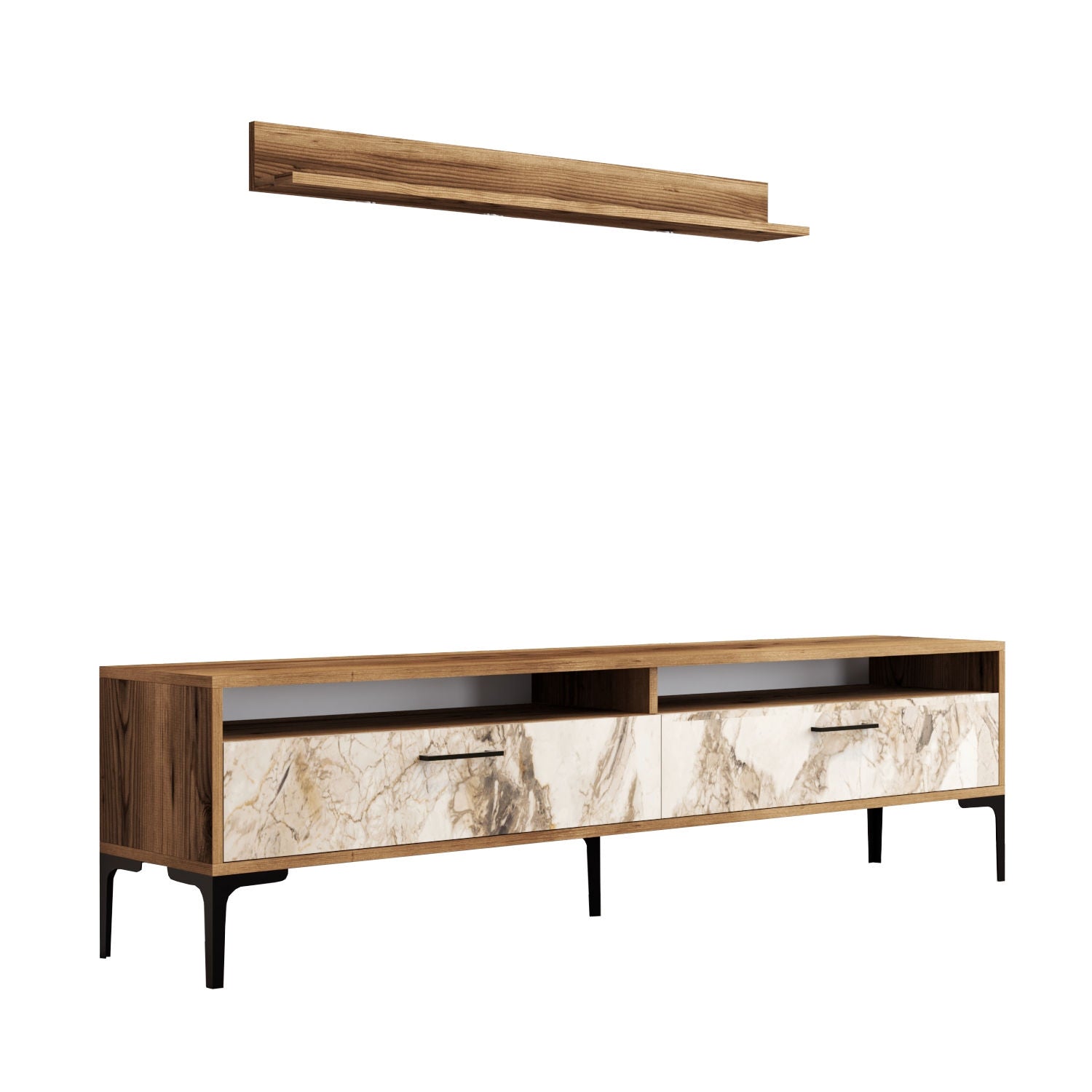 TV ormarić Istanbul - Walnut, White Marble | AG-vitahome.hr