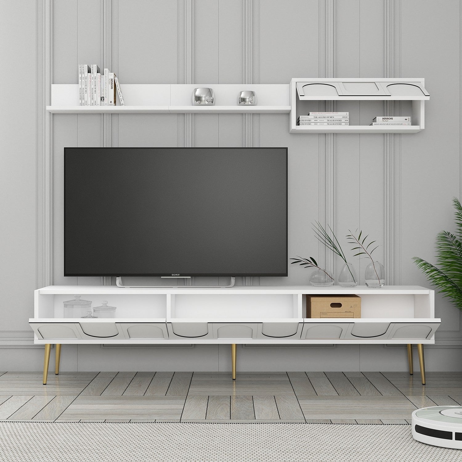 TV ormarić Lyon 2 - White, Gold | AG-vitahome.hr