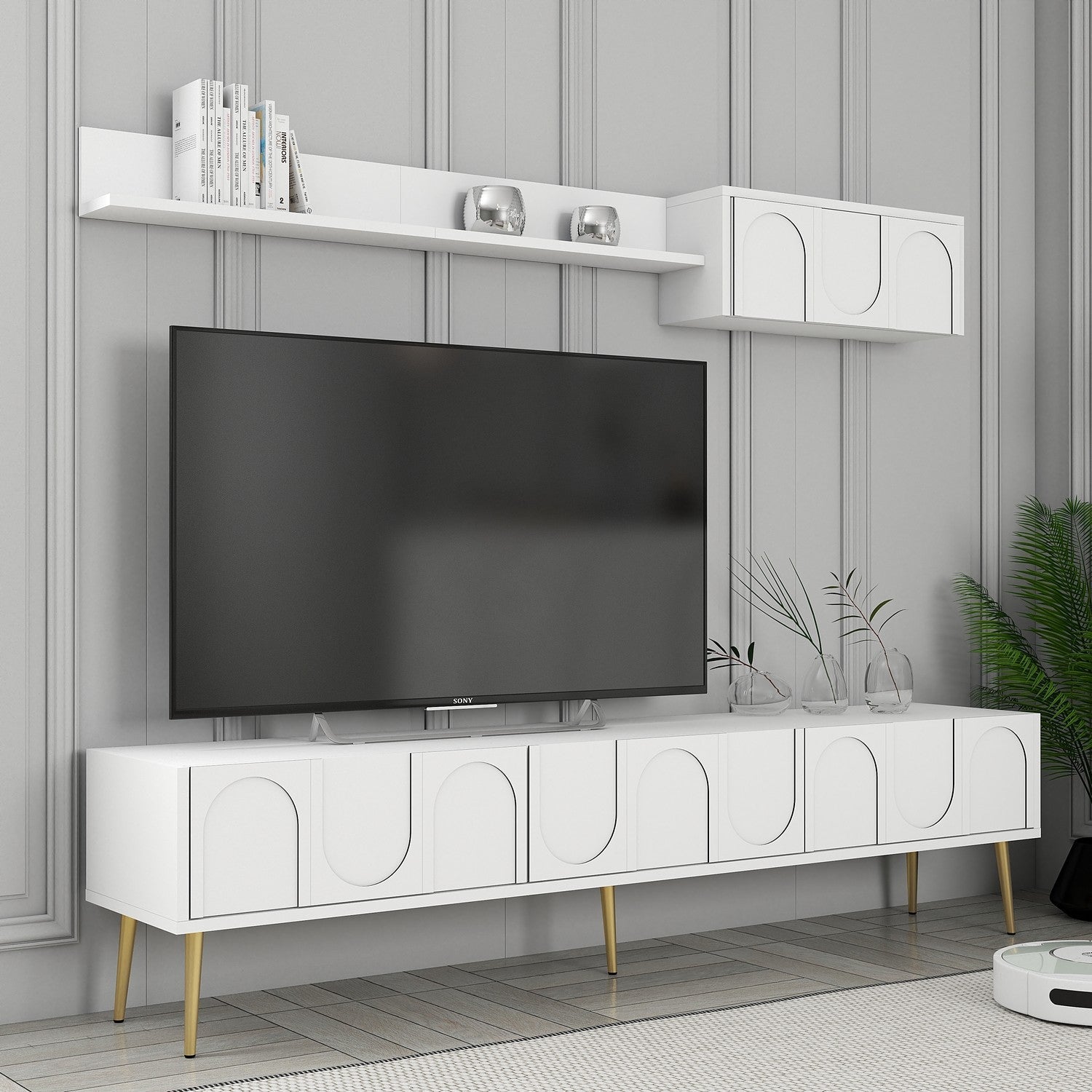 TV ormarić Lyon 2 - White, Gold | AG-vitahome.hr