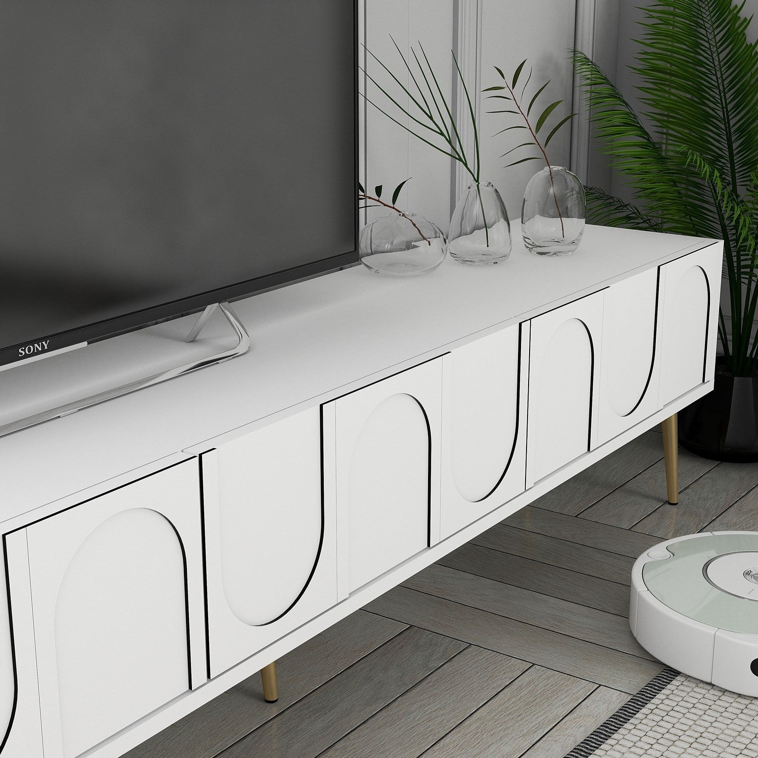 TV ormarić Lyon 2 - White, Gold | AG-vitahome.hr