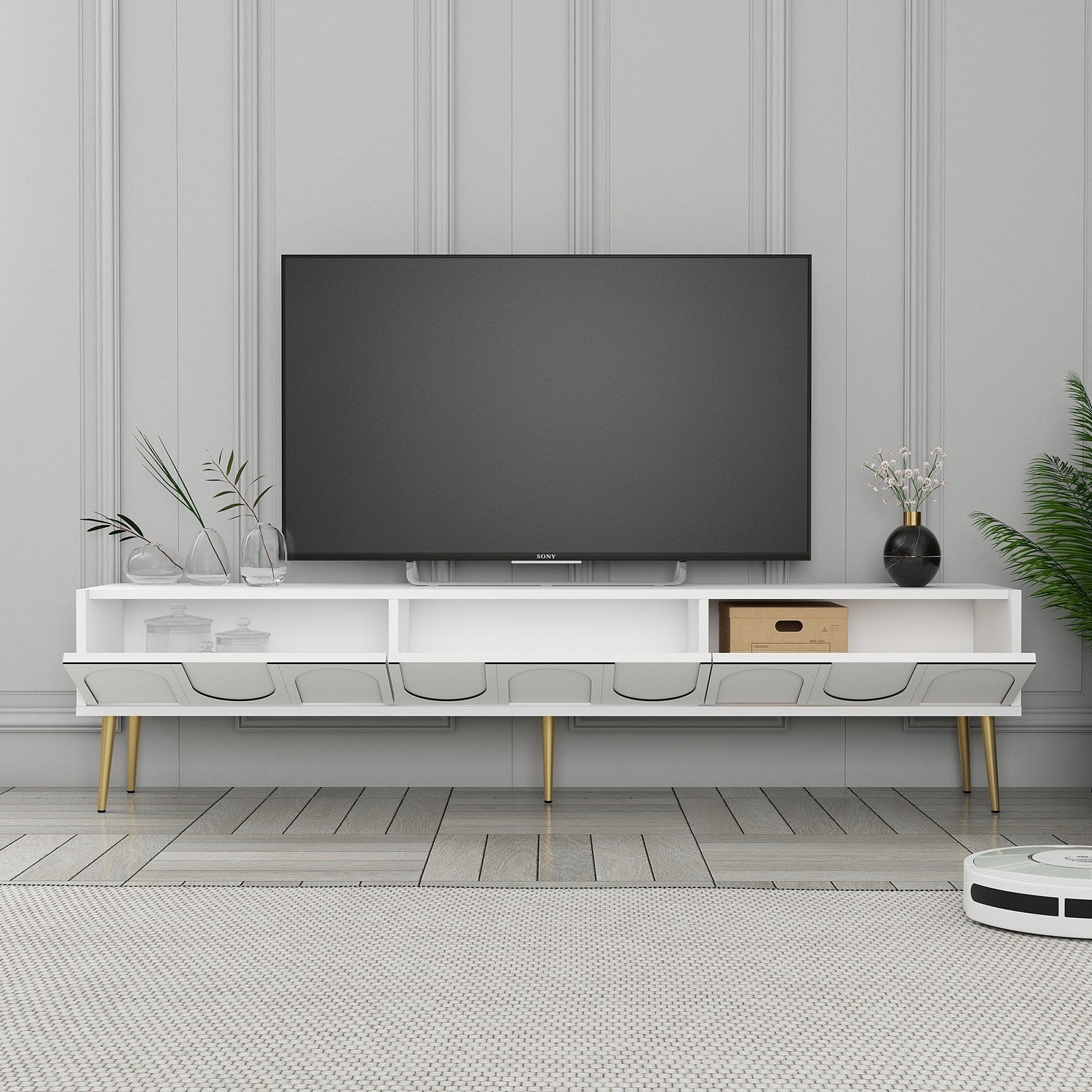 TV ormarić Lyon 43 - White, Gold | AG-vitahome.hr
