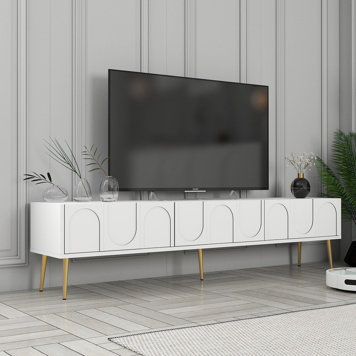 TV ormarić Lyon 43 - White, Gold | AG-vitahome.hr