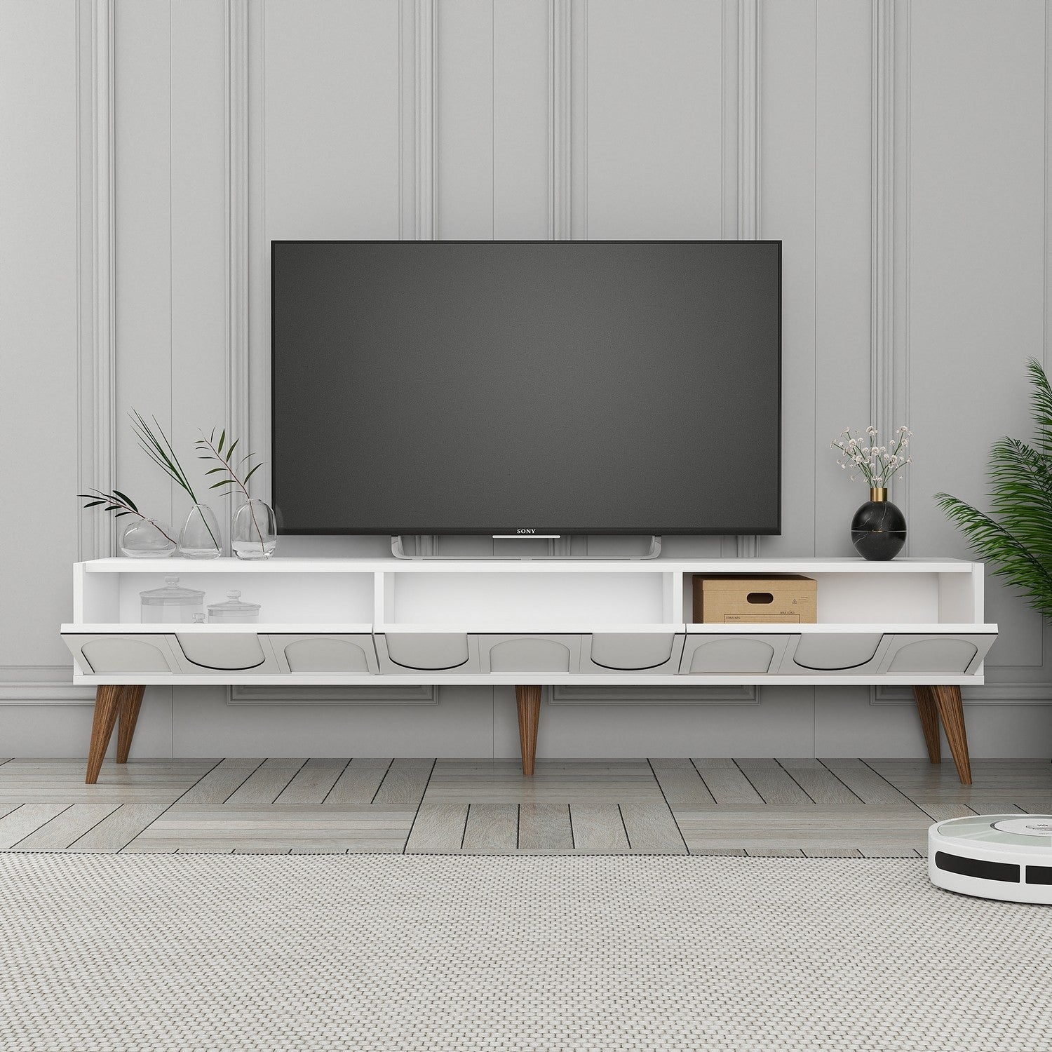 TV ormarić Lyon 44 - White, Walnut | AG-vitahome.hr