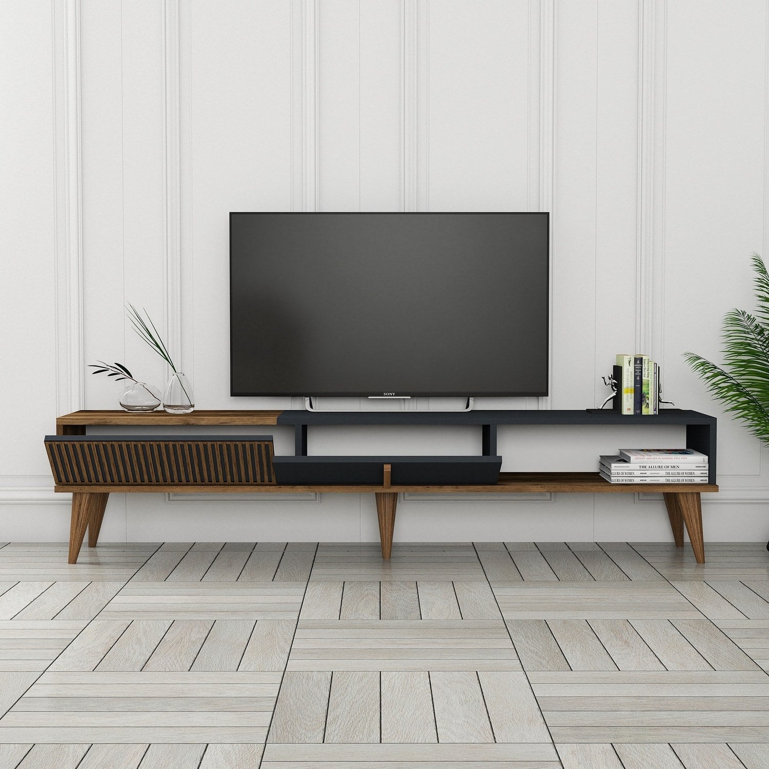 TV ormarić Milan Alt - Walnut, Anthracite | AG-vitahome.hr