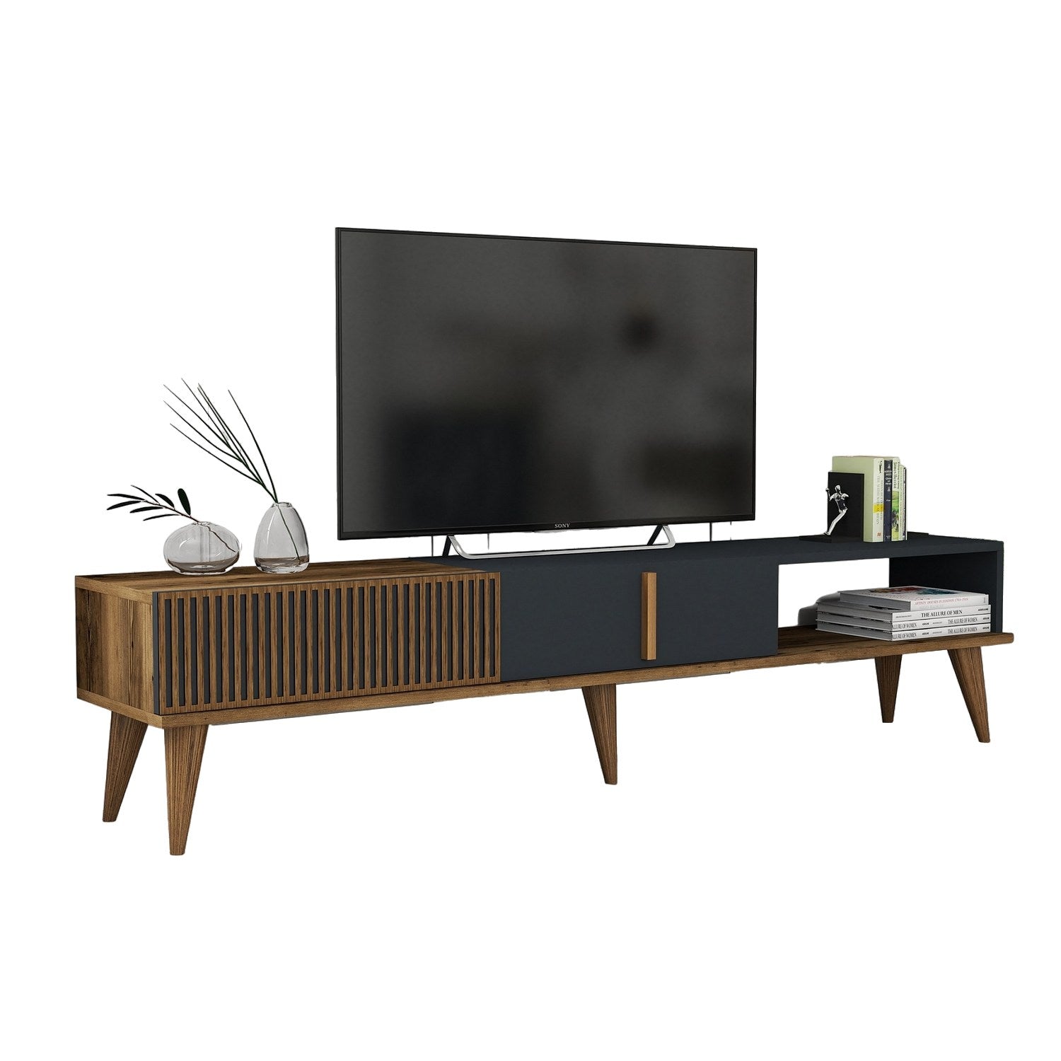 TV ormarić Milan Alt - Walnut, Anthracite | AG-vitahome.hr