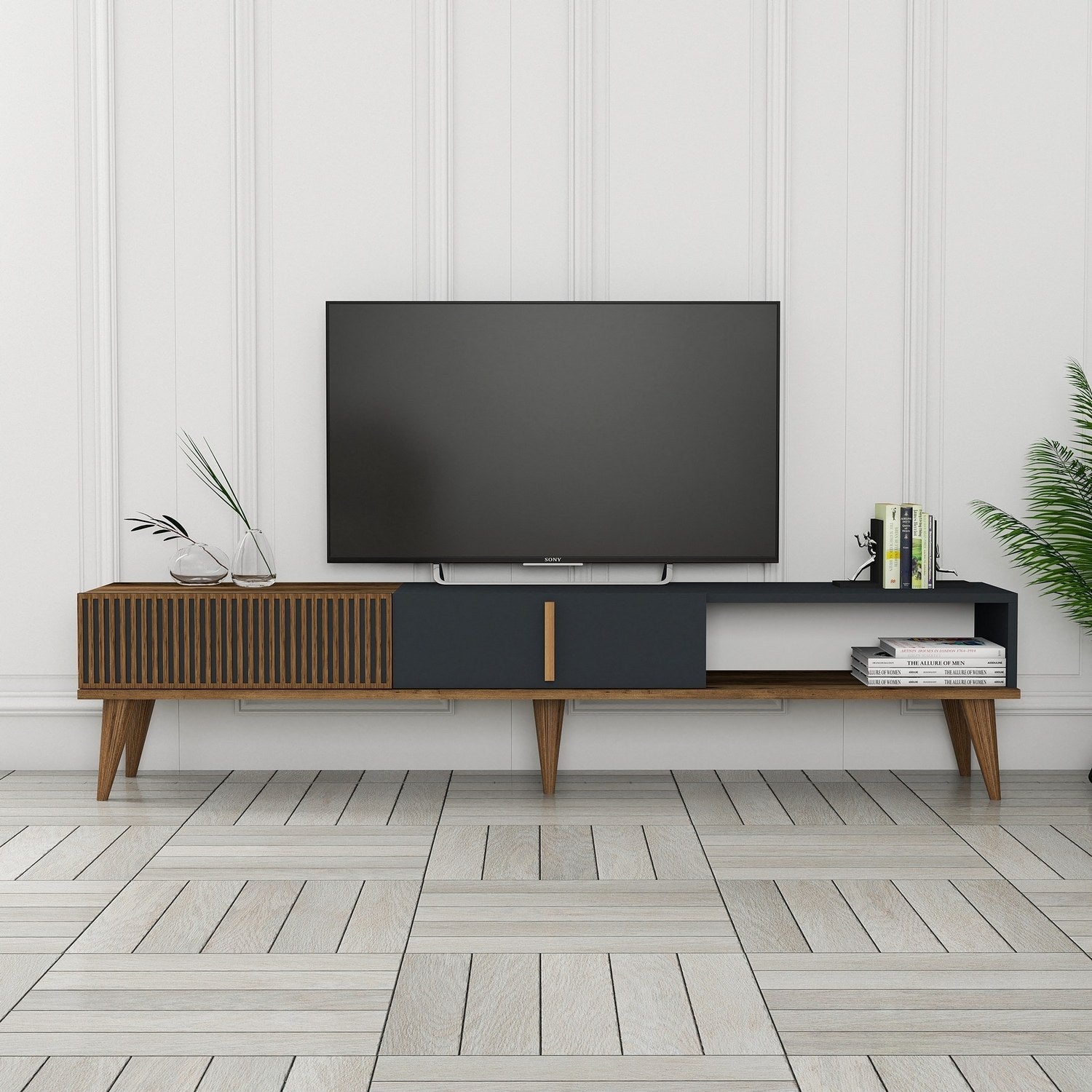 TV ormarić Milan Alt - Walnut, Anthracite | AG-vitahome.hr