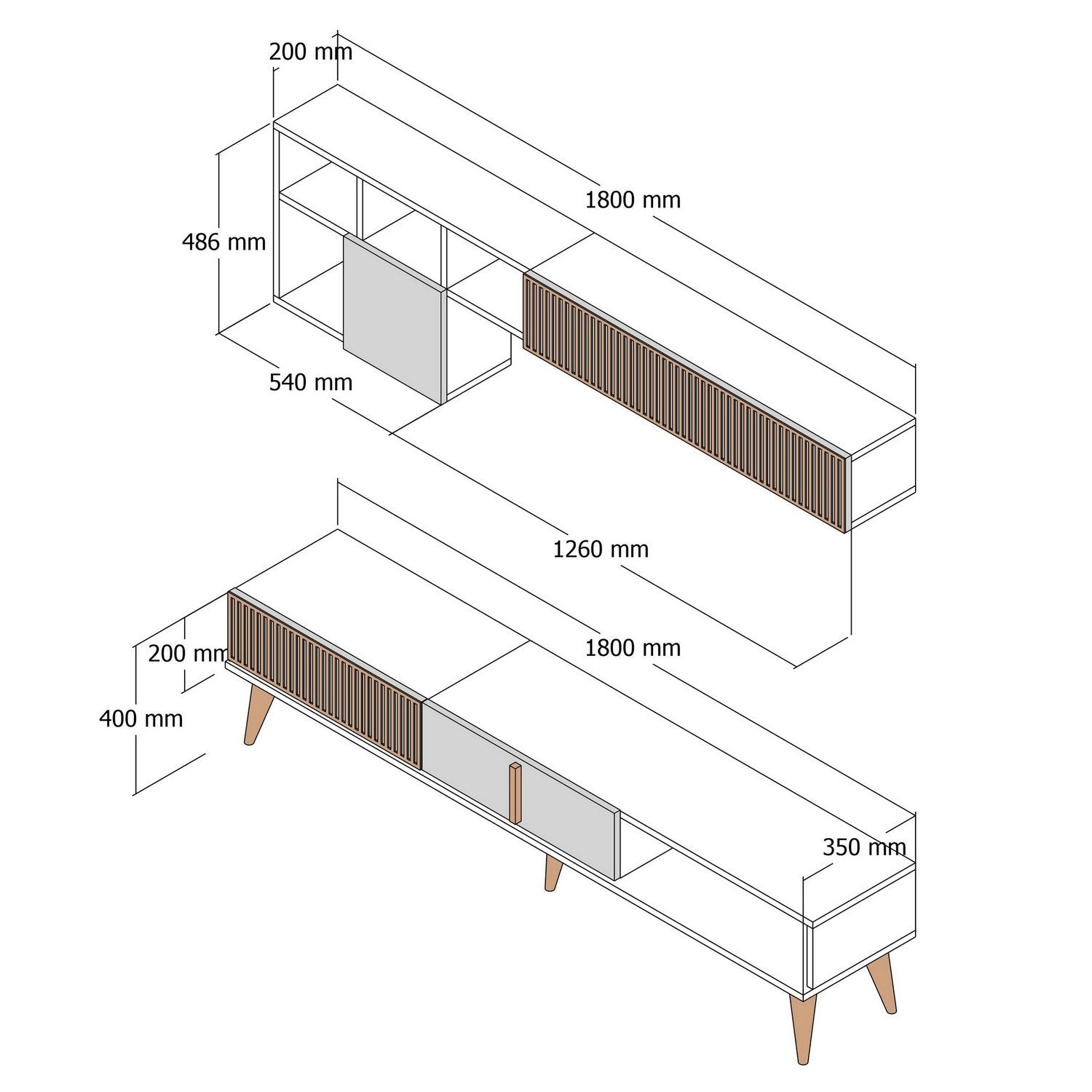 TV ormarić Milan TV - Walnut, Cream | AG-vitahome.hr