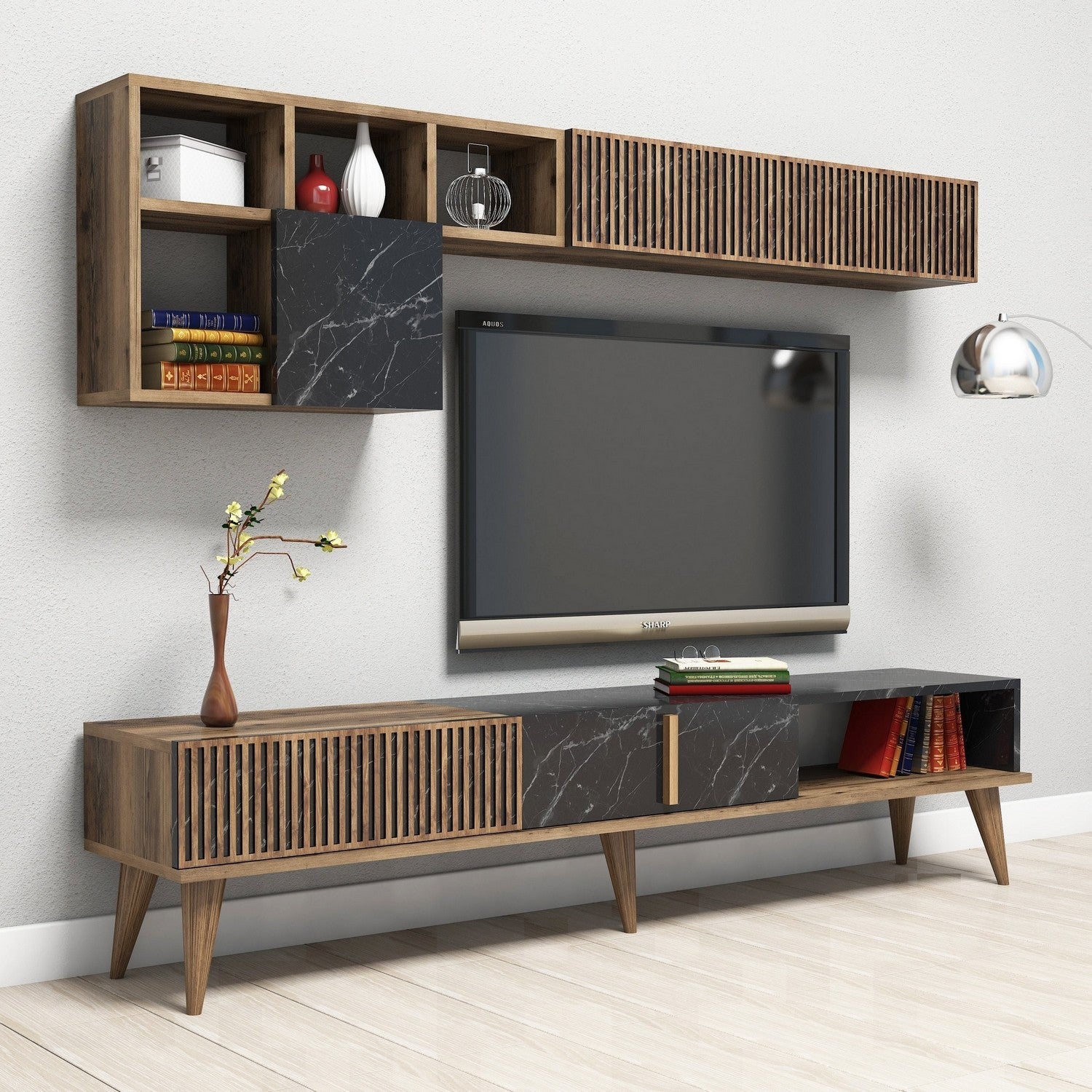 TV ormarić Milan - Walnut, Black | AG-vitahome.hr