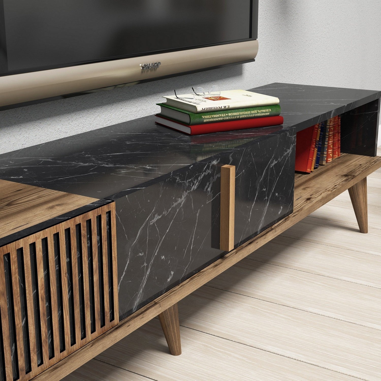 TV ormarić Milan - Walnut, Black | AG-vitahome.hr