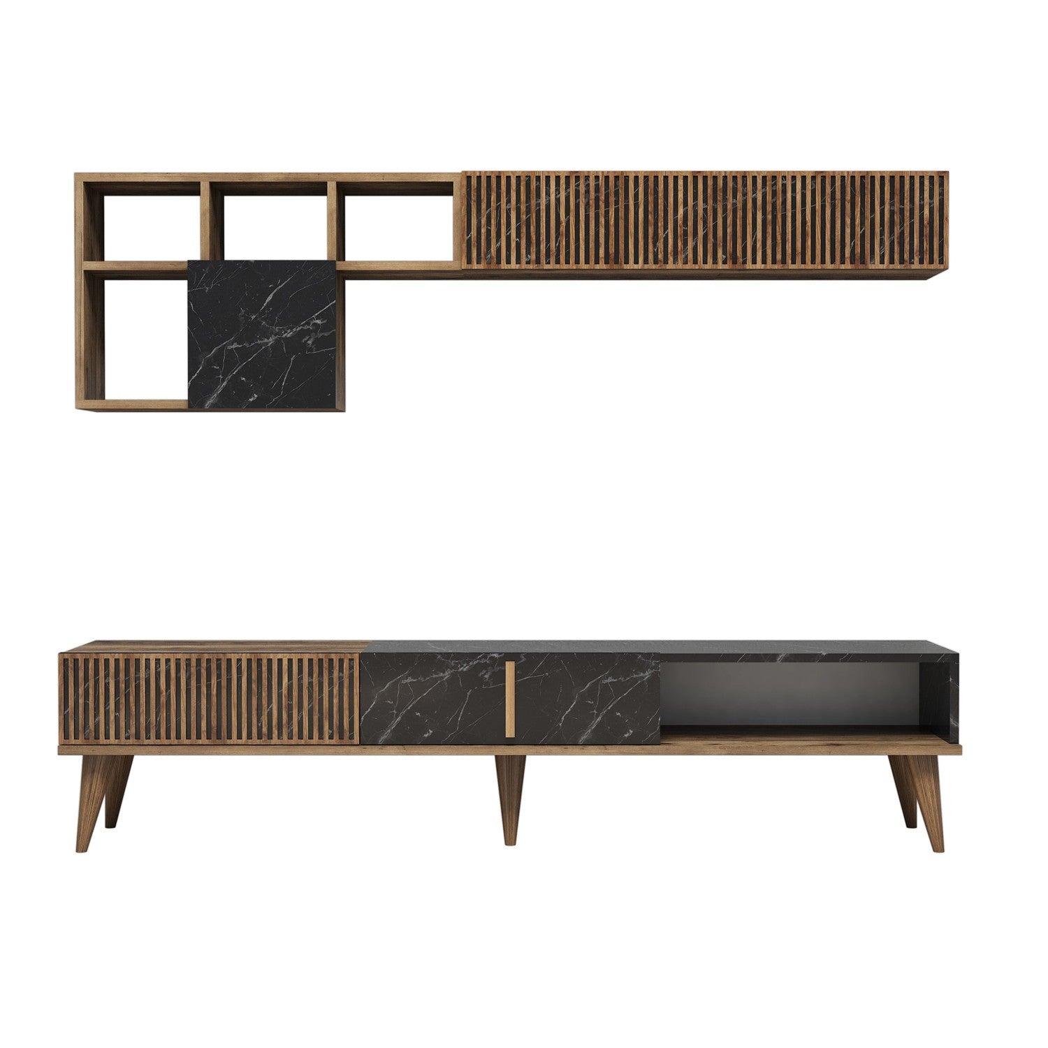 TV ormarić Milan - Walnut, Black | AG-vitahome.hr