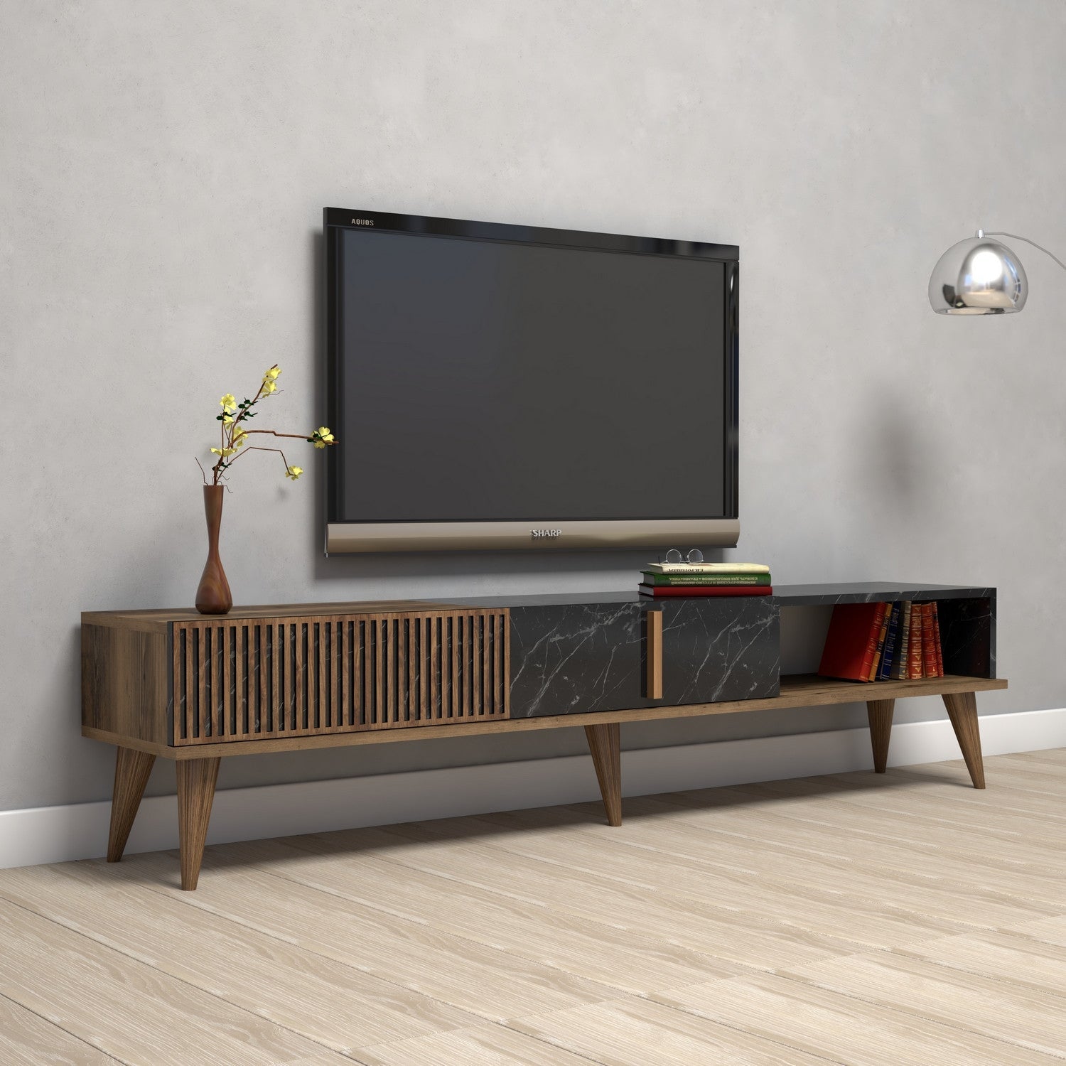 TV ormarić Milan - Walnut, Black | AG-vitahome.hr
