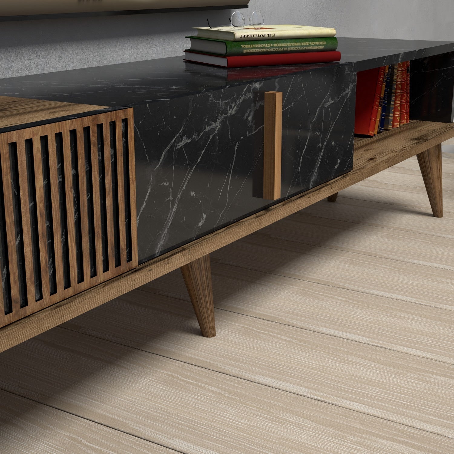TV ormarić Milan - Walnut, Black | AG-vitahome.hr