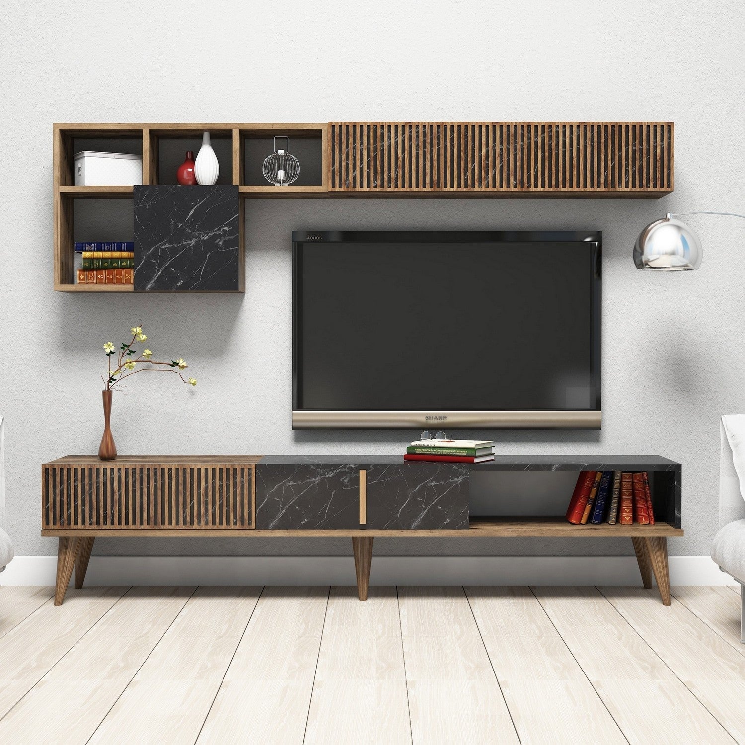 TV ormarić Milan - Walnut, Black | AG-vitahome.hr