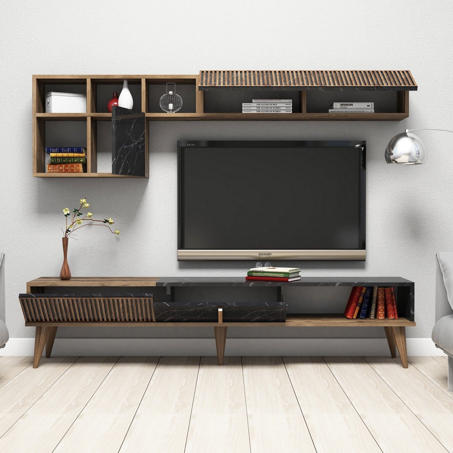 TV ormarić Milan - Walnut, Black | AG-vitahome.hr