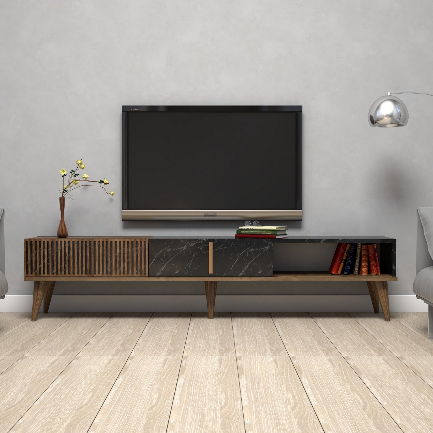 TV ormarić Milan - Walnut, Black | AG-vitahome.hr