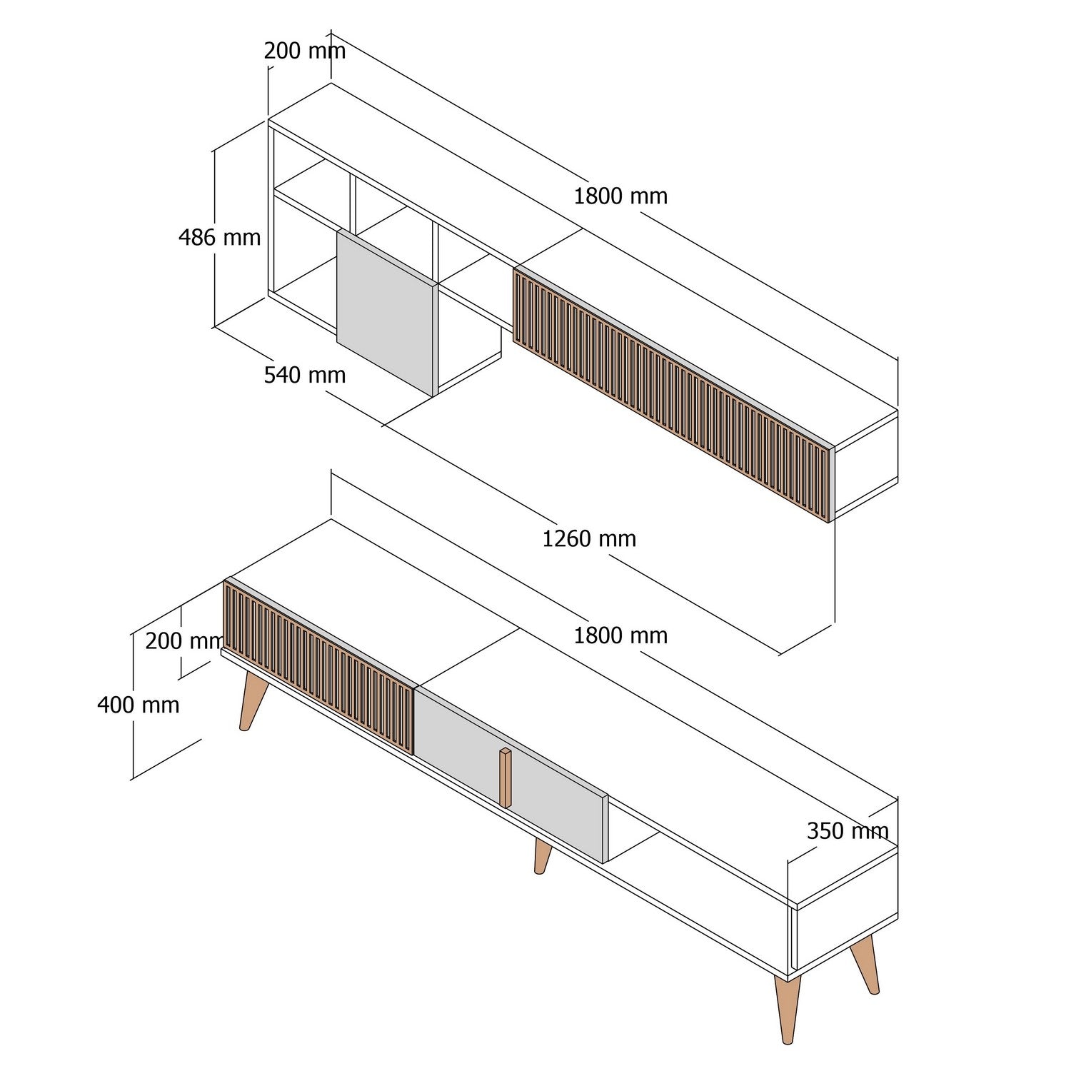 TV ormarić Milan - Walnut, Travertine | AG-vitahome.hr