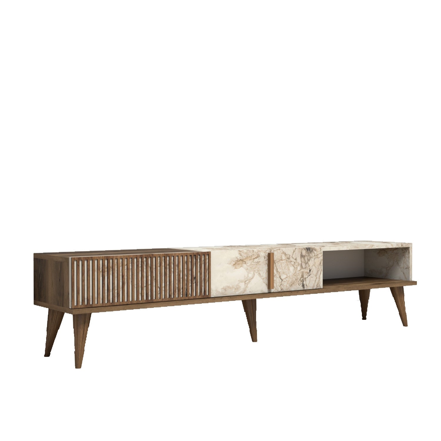 TV ormarić Milan - Walnut, White Marble | AG-vitahome.hr