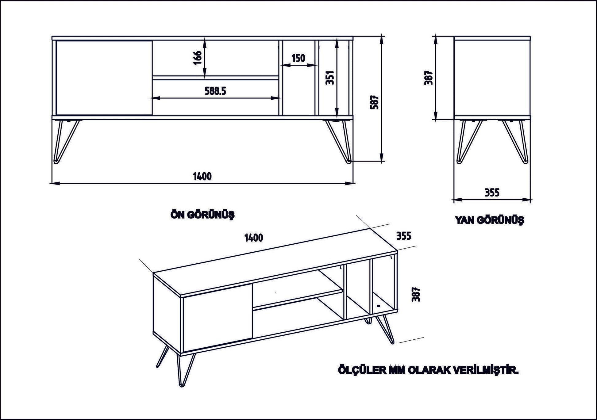 TV ormarić Mistico (140) - Walnut, Black | AG-vitahome.hr
