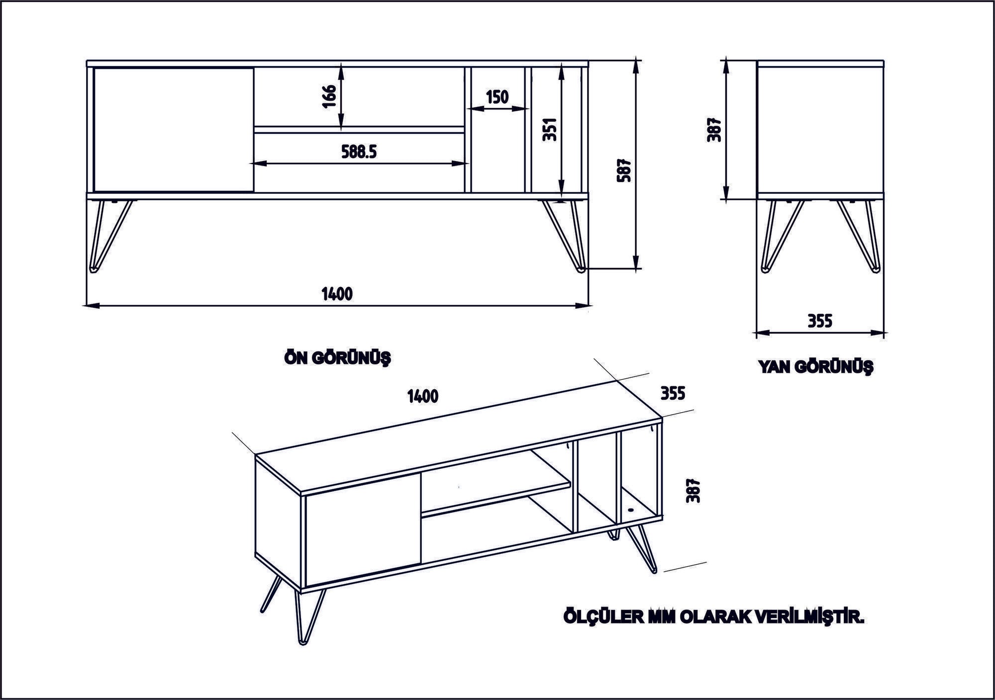TV ormarić Mistico (140) - Walnut, Black | AG-vitahome.hr