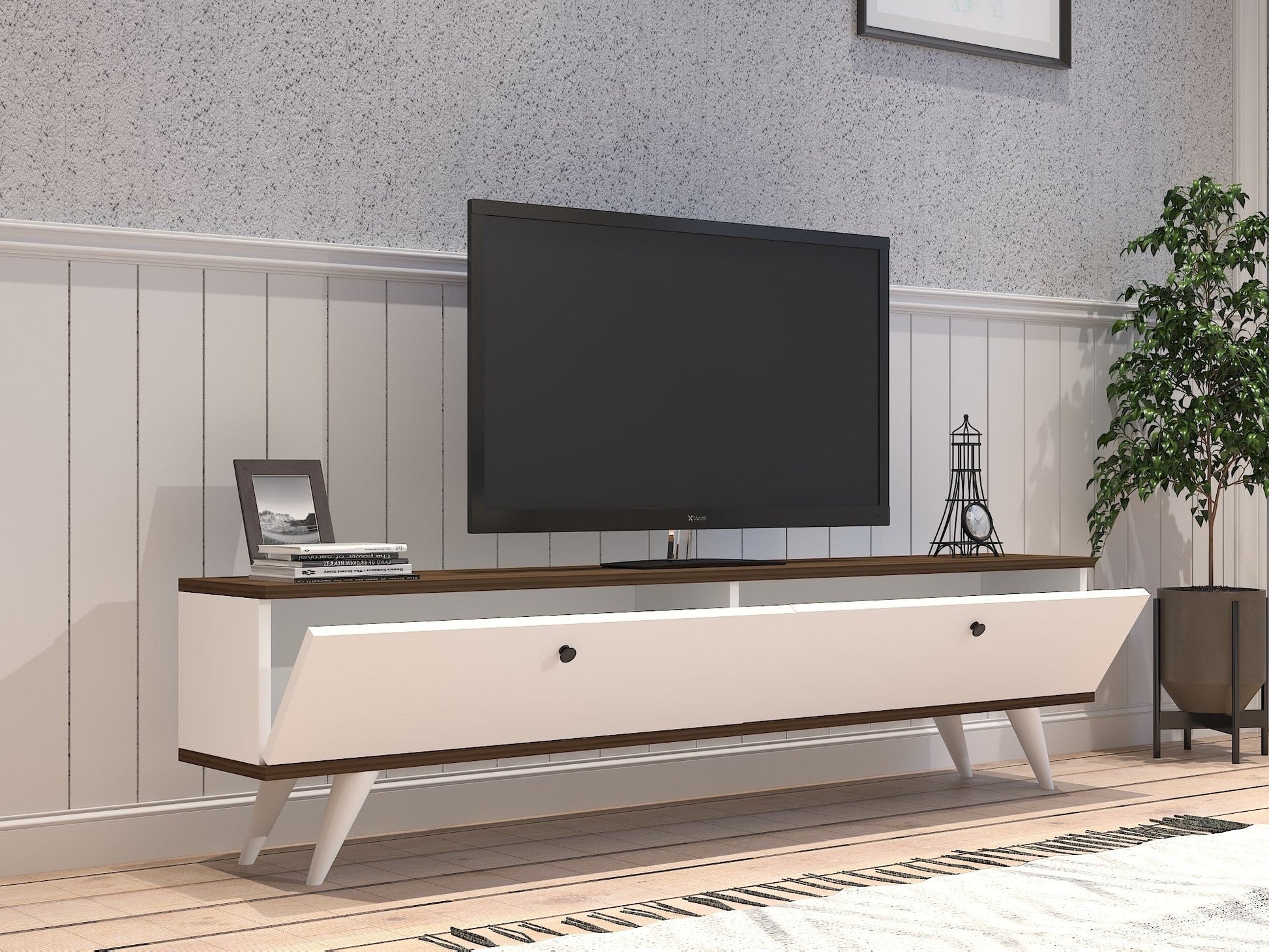 TV ormarić Paris - White, Walnut | AG-vitahome.hr