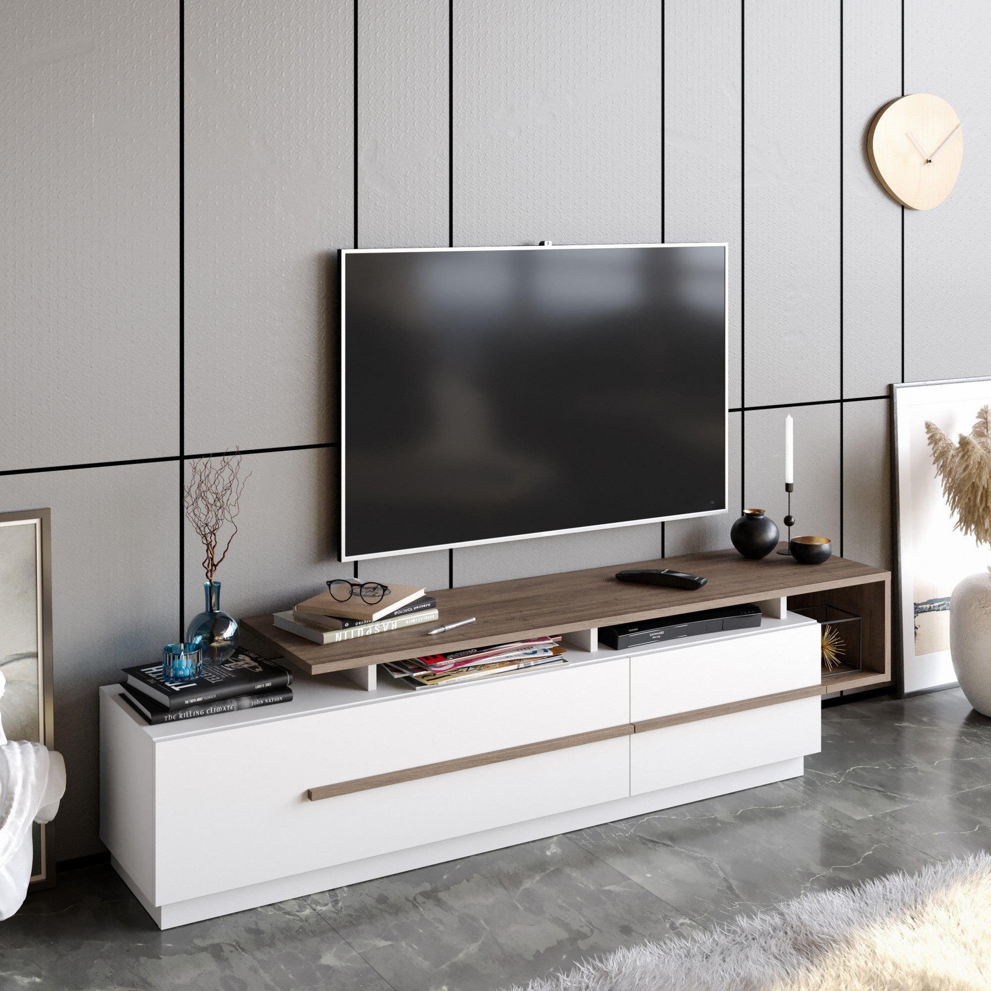 TV ormarić Pia - Walnut, White | AG-vitahome.hr
