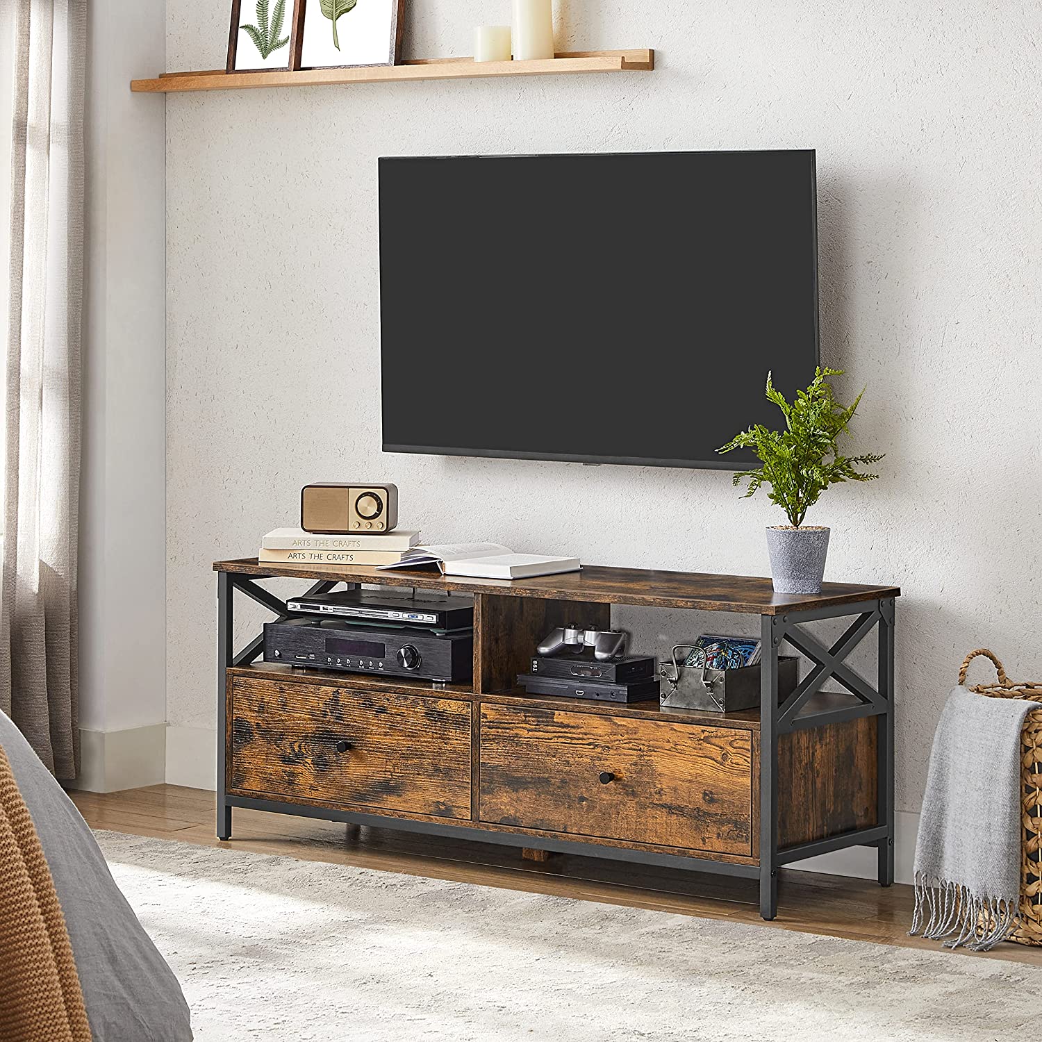 TV ormarić s 2 ladice 120 x 50 x 40 cm rustikalno smeđi | Vasagle-vitahome.hr