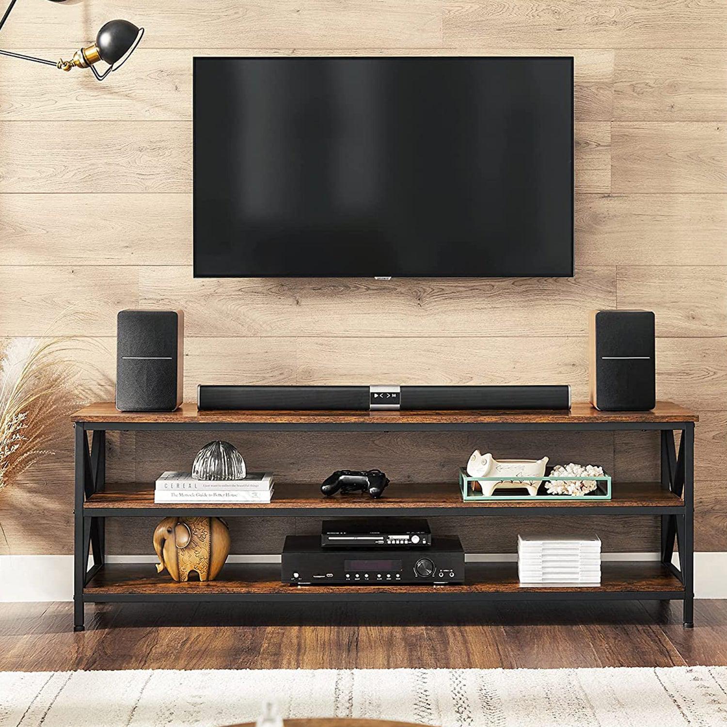 TV ormarić s otvorenim pretincem, TV stolić s nosačem u obliku slova X 147 x 50 x 40 cm | Vasagle-vitahome.hr