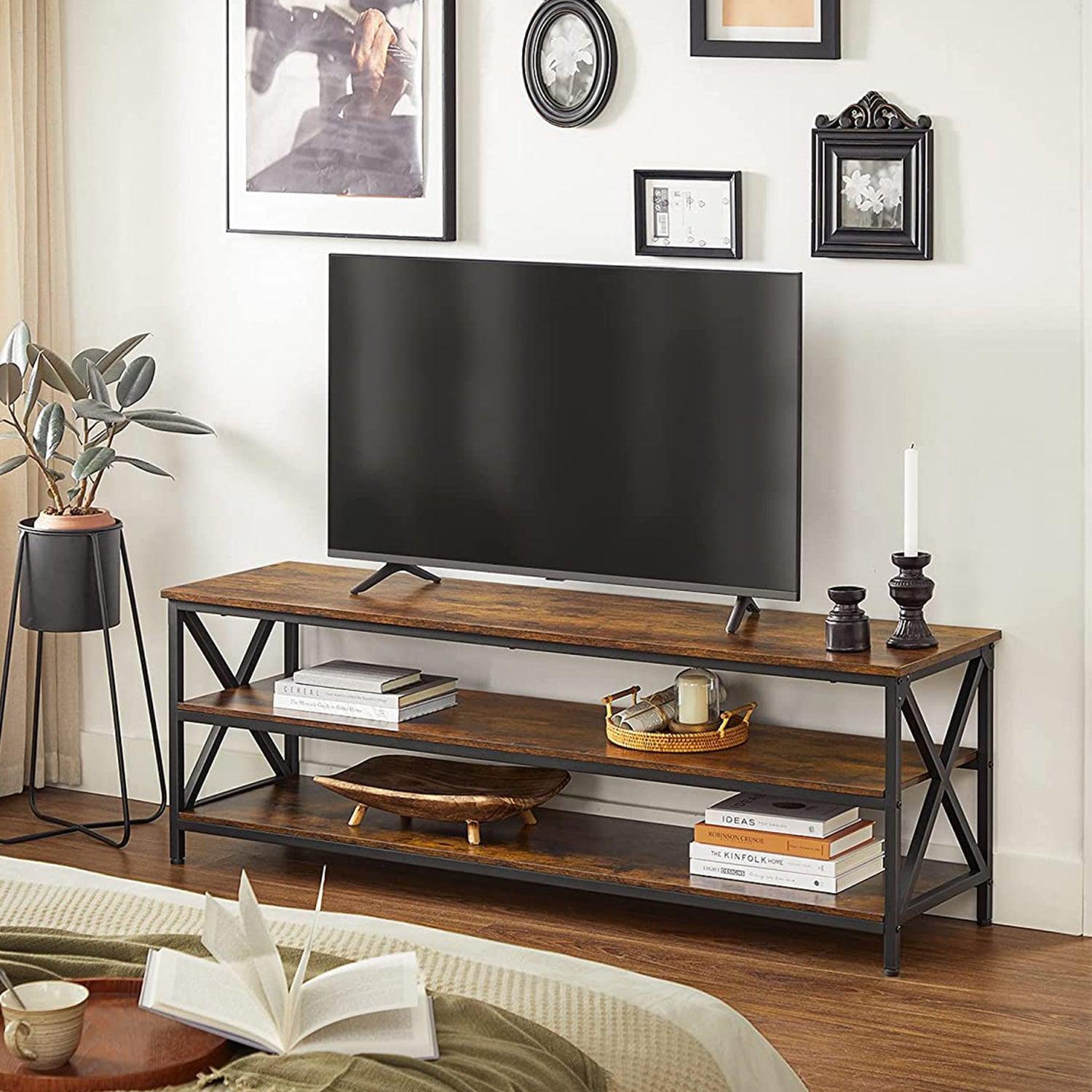 TV ormarić s otvorenim pretincem, TV stolić s nosačem u obliku slova X 147 x 50 x 40 cm | Vasagle-vitahome.hr